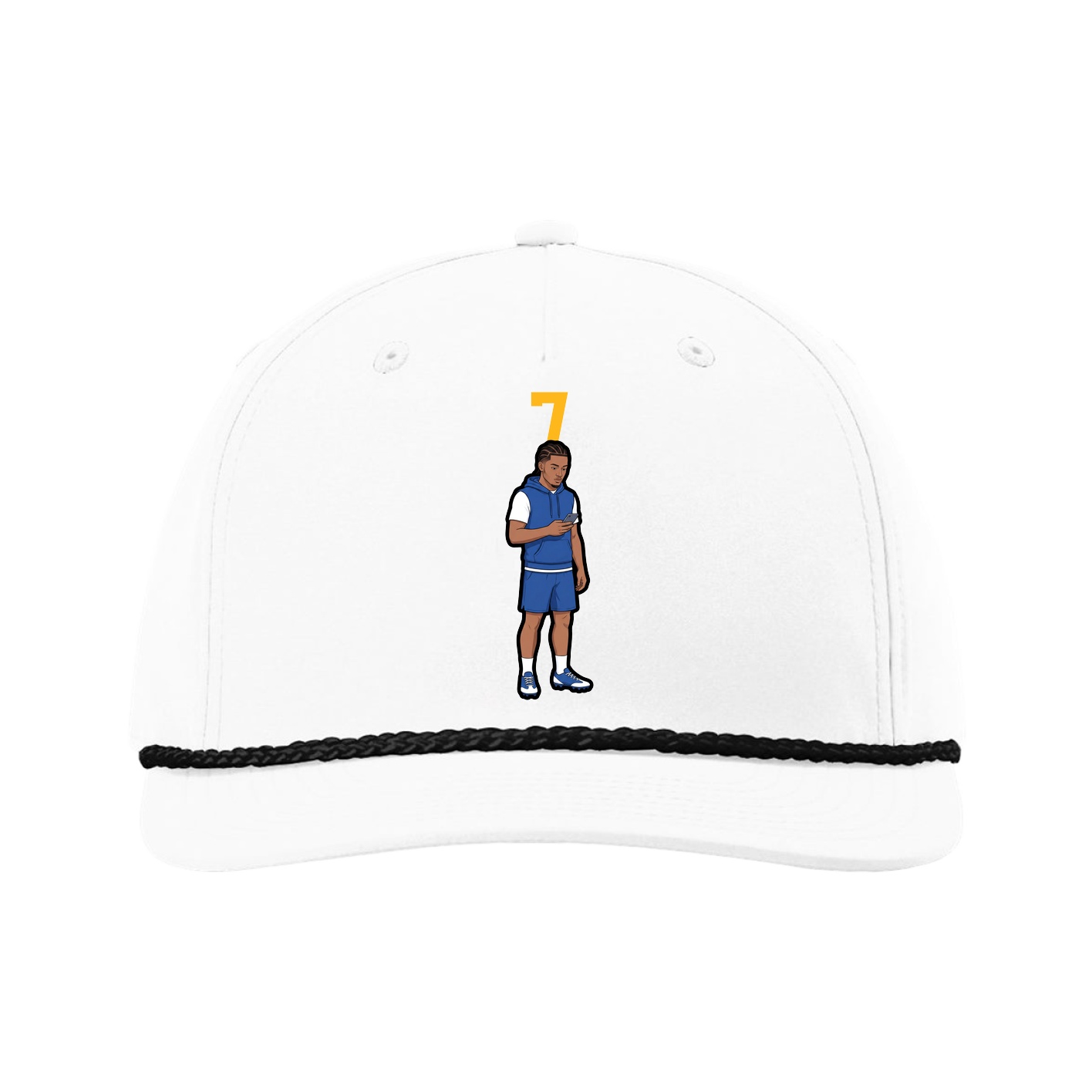 Five-Panel Classic Rope Cap — Number Top in White