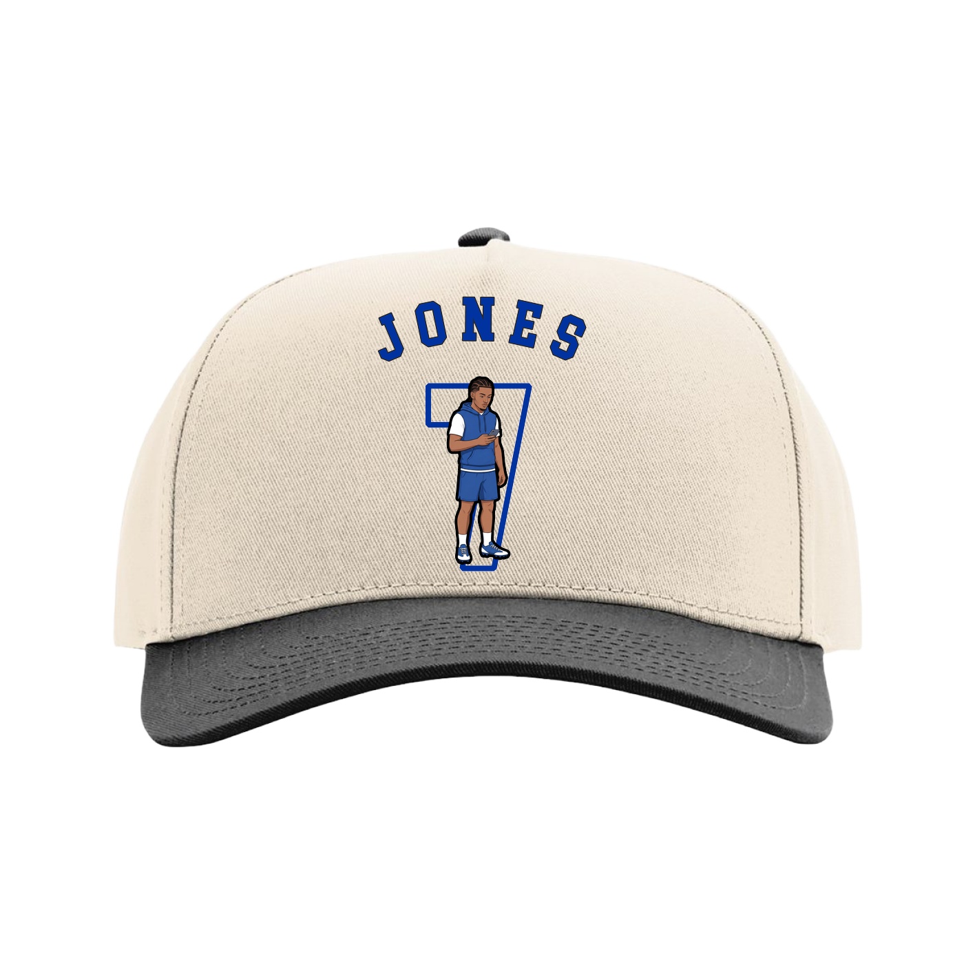 Full Fabric Five-Panel Champ Cap — Shirsey Arch in Cream/Black