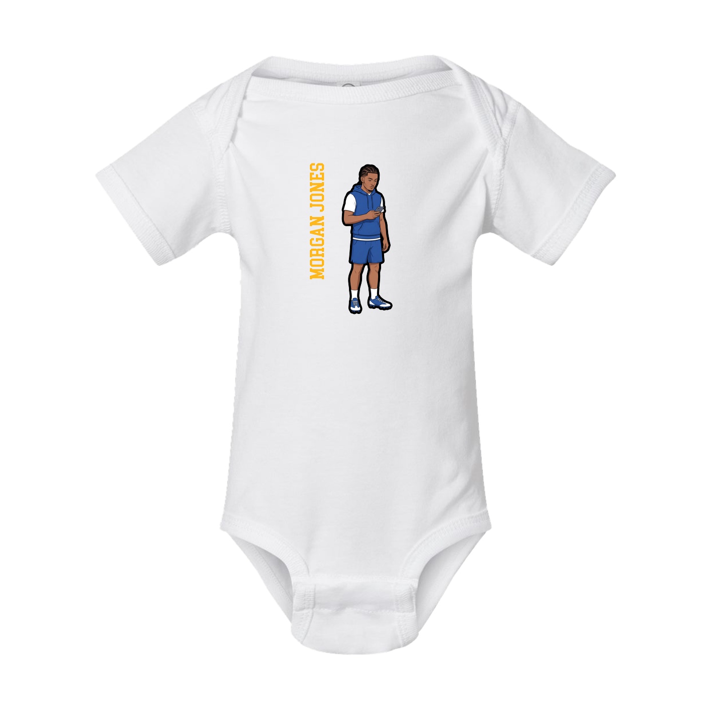 Baby Onesie — Name Vertical in White