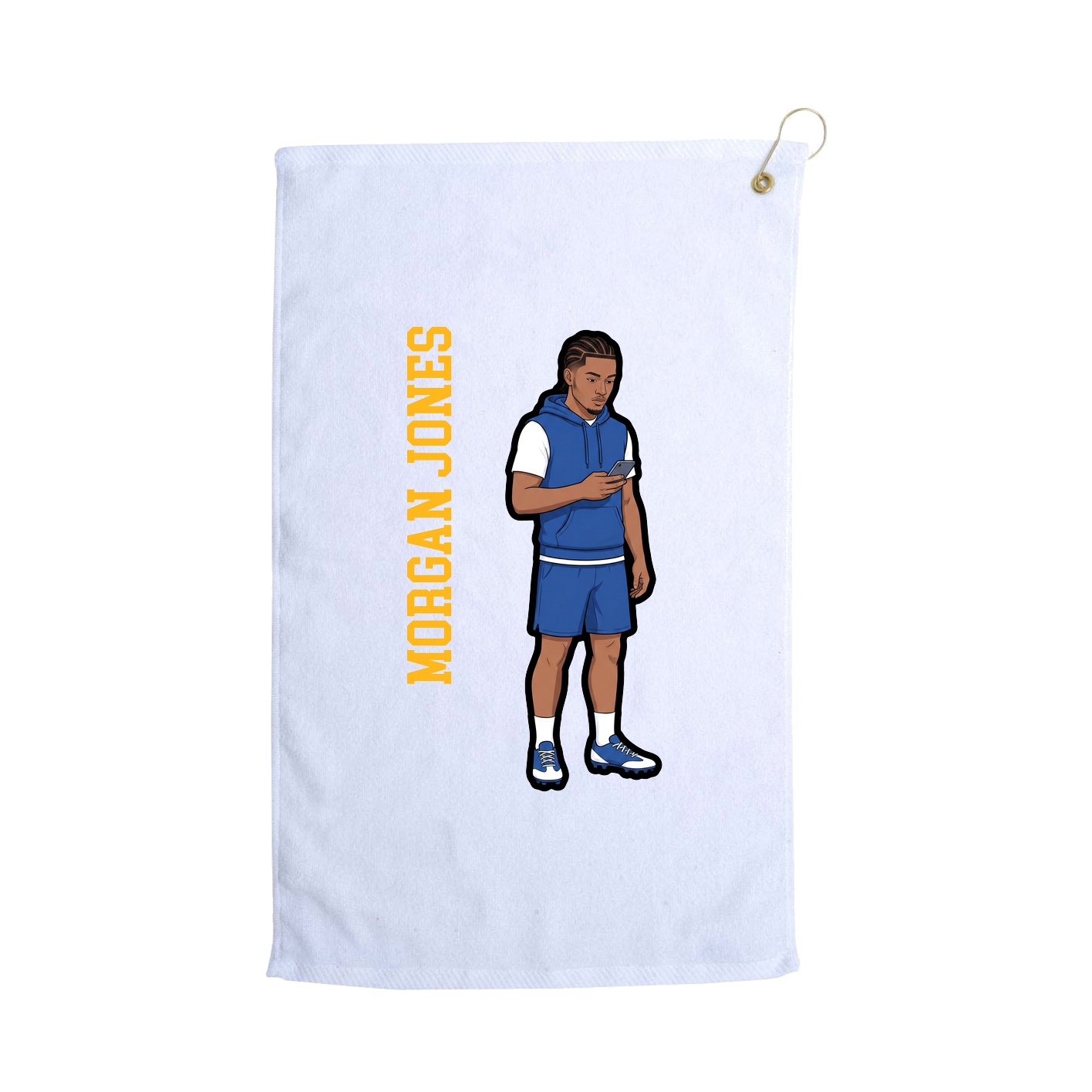 Golf Towel — Name Vertical in White