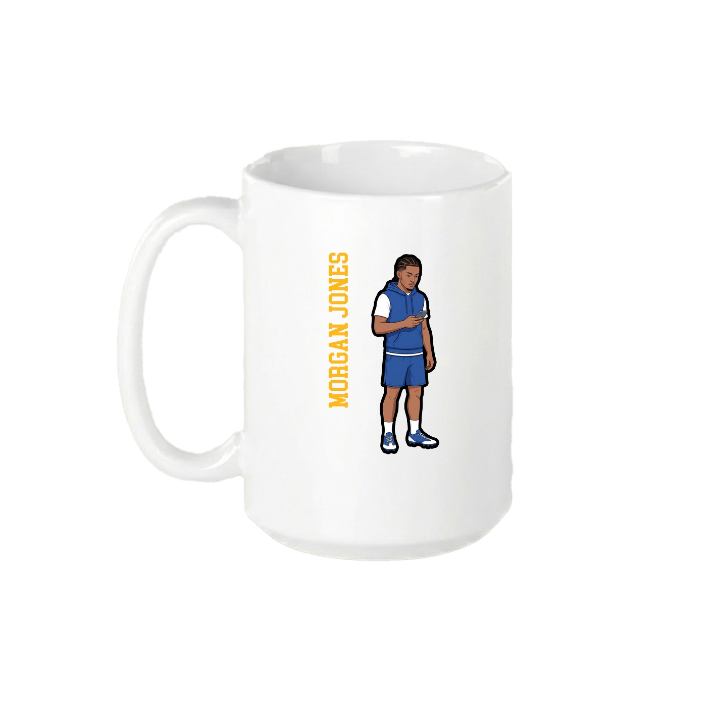 15oz Coffee Mug — Name Vertical in White