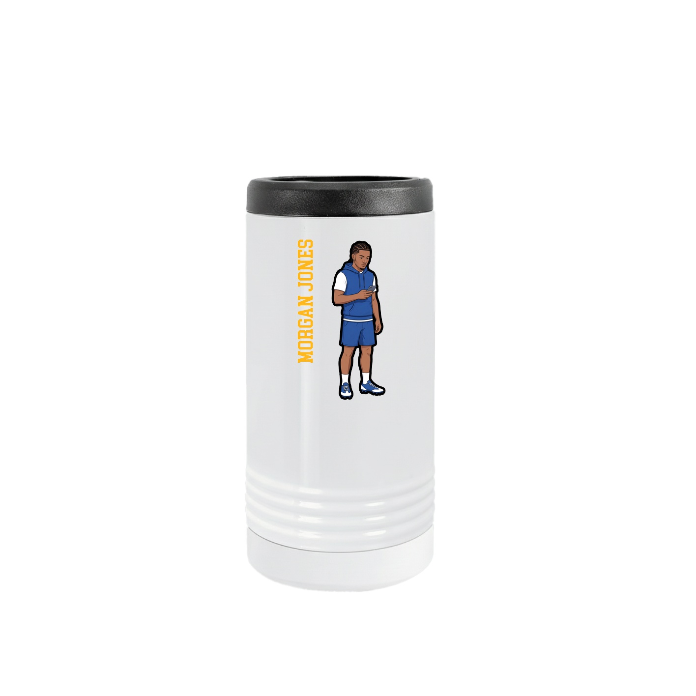 Slim Beverage Holder — Name Vertical in White