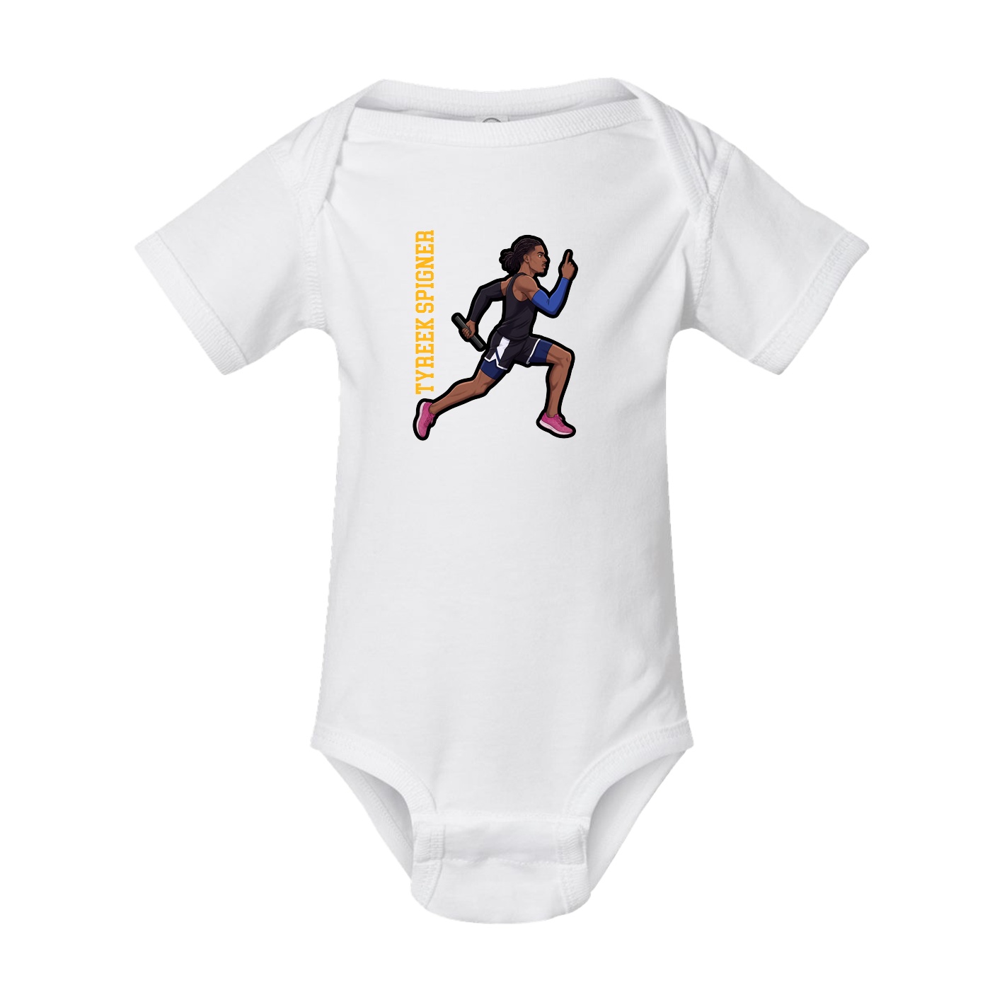 Baby Onesie — Name Vertical in White