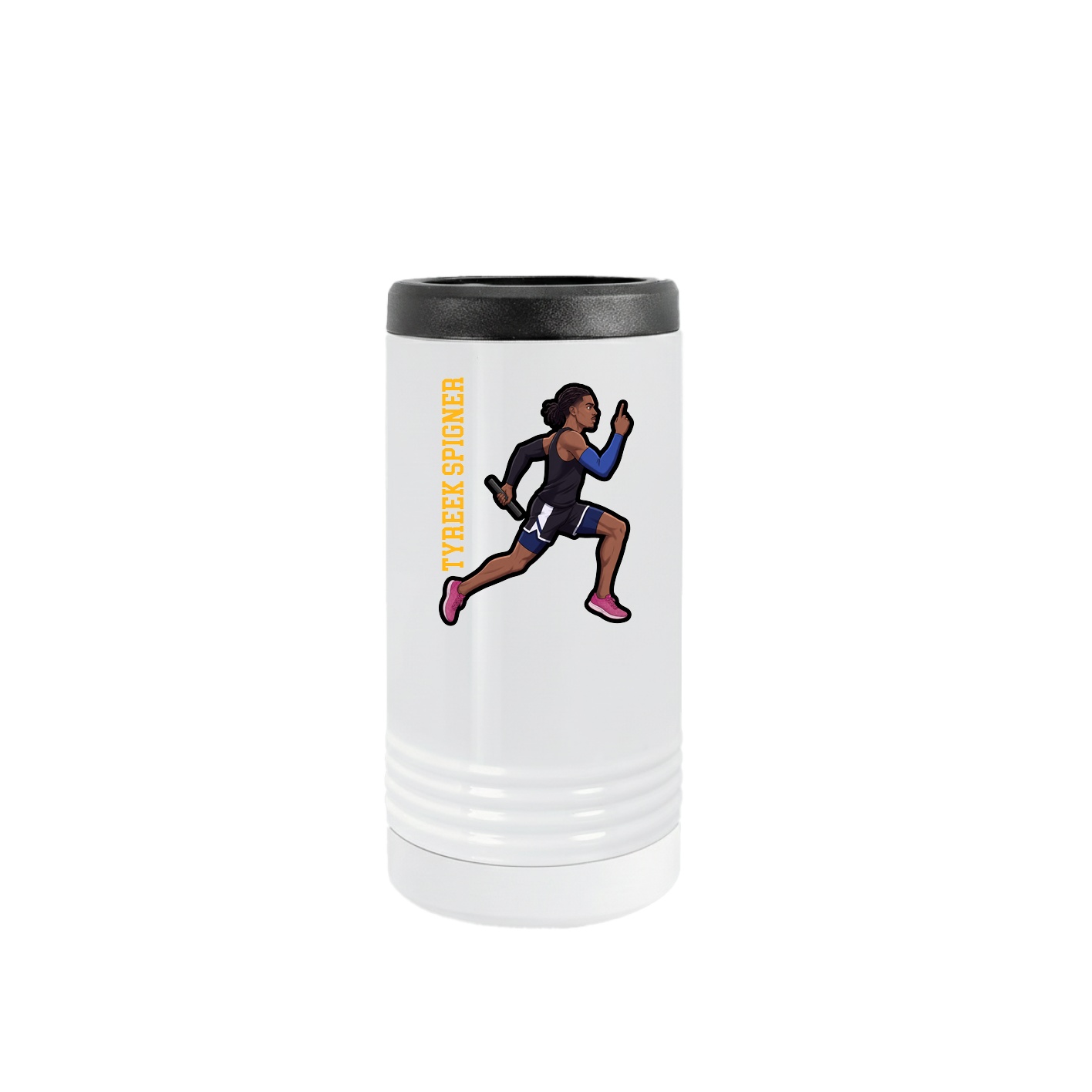 Slim Beverage Holder — Name Vertical in White