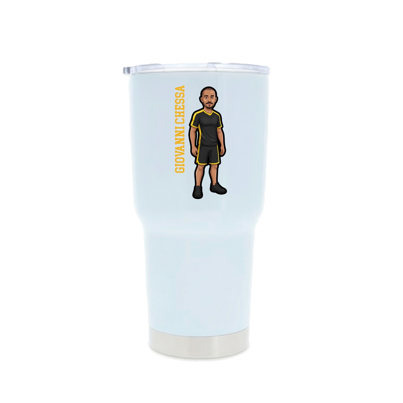30oz Stainless Steel Tumbler — Name Vertical in White