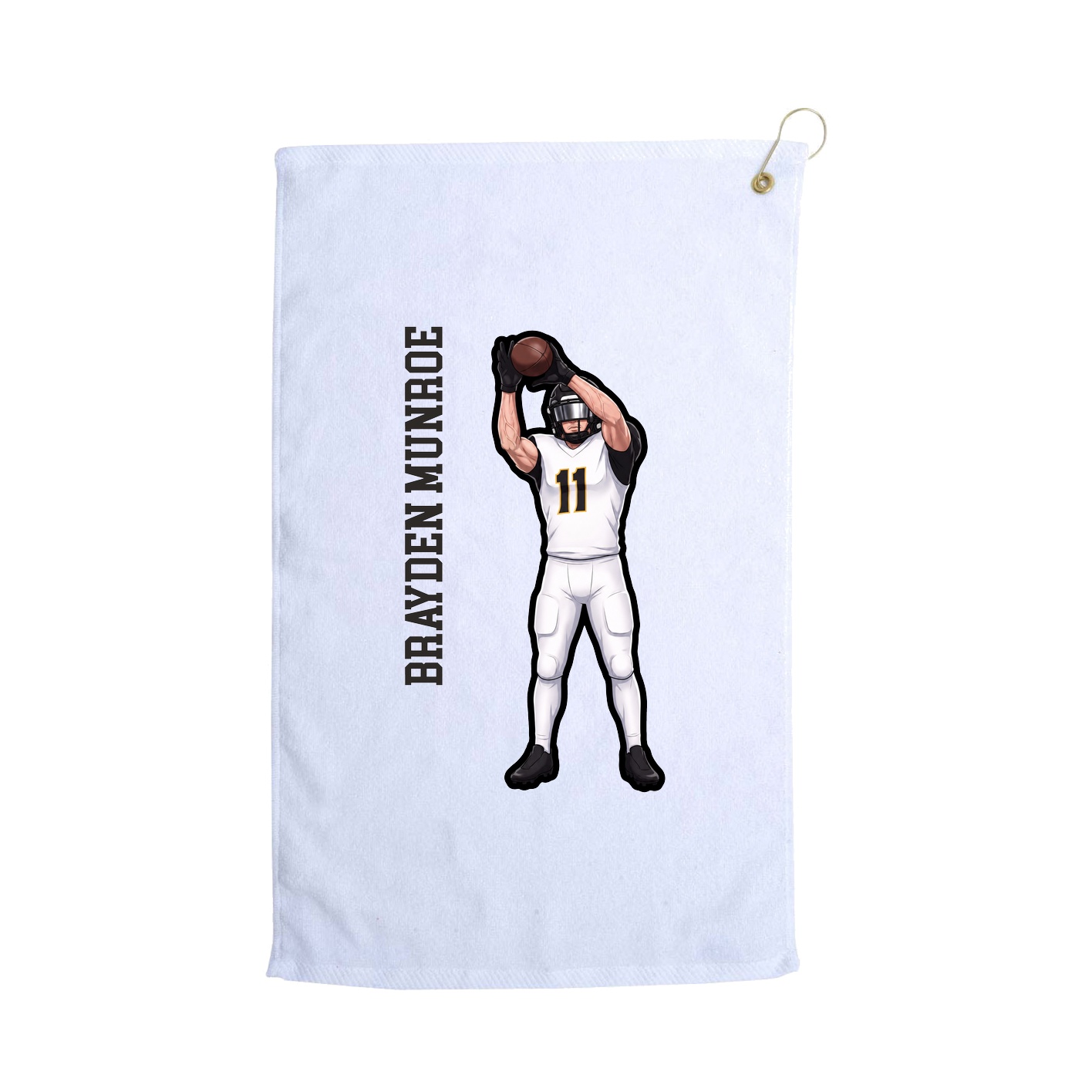 Golf Towel — Name Vertical in White