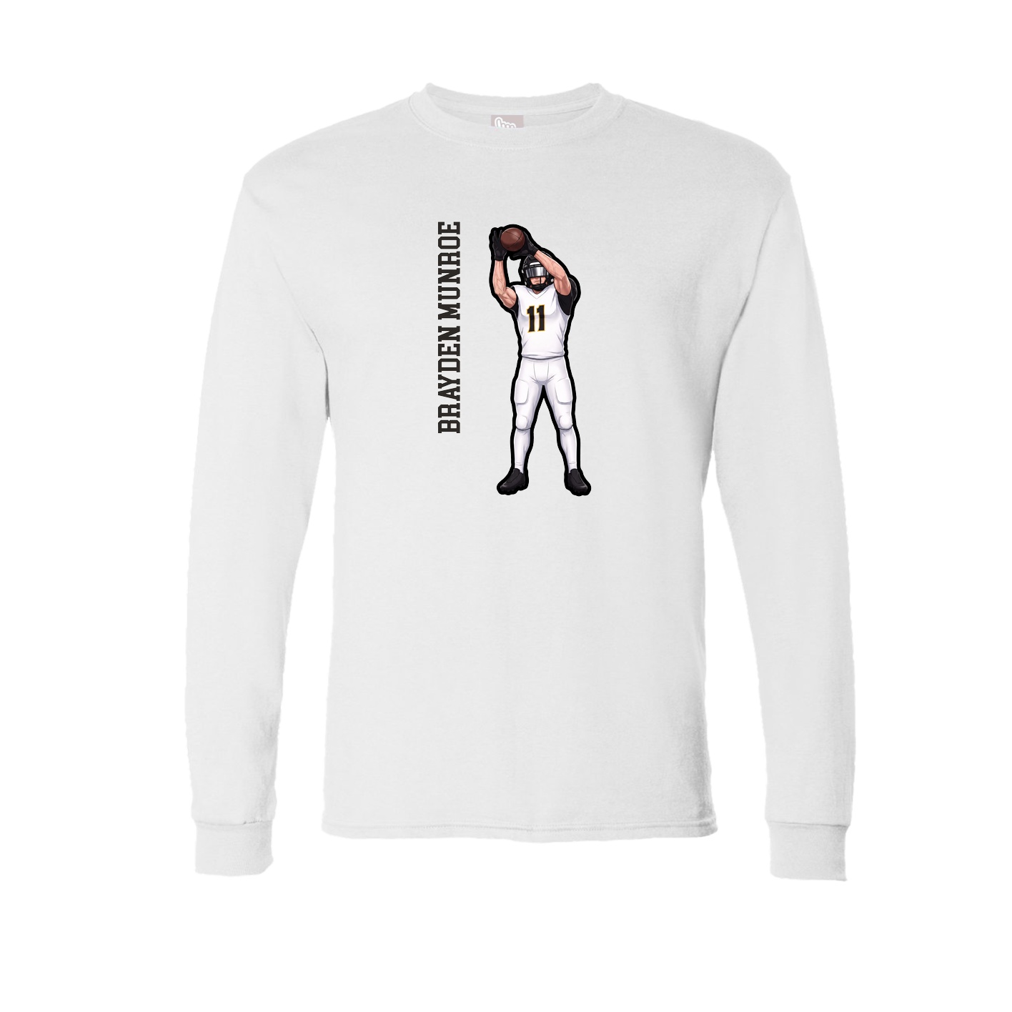 Long Sleeve Tee — Name Vertical in White