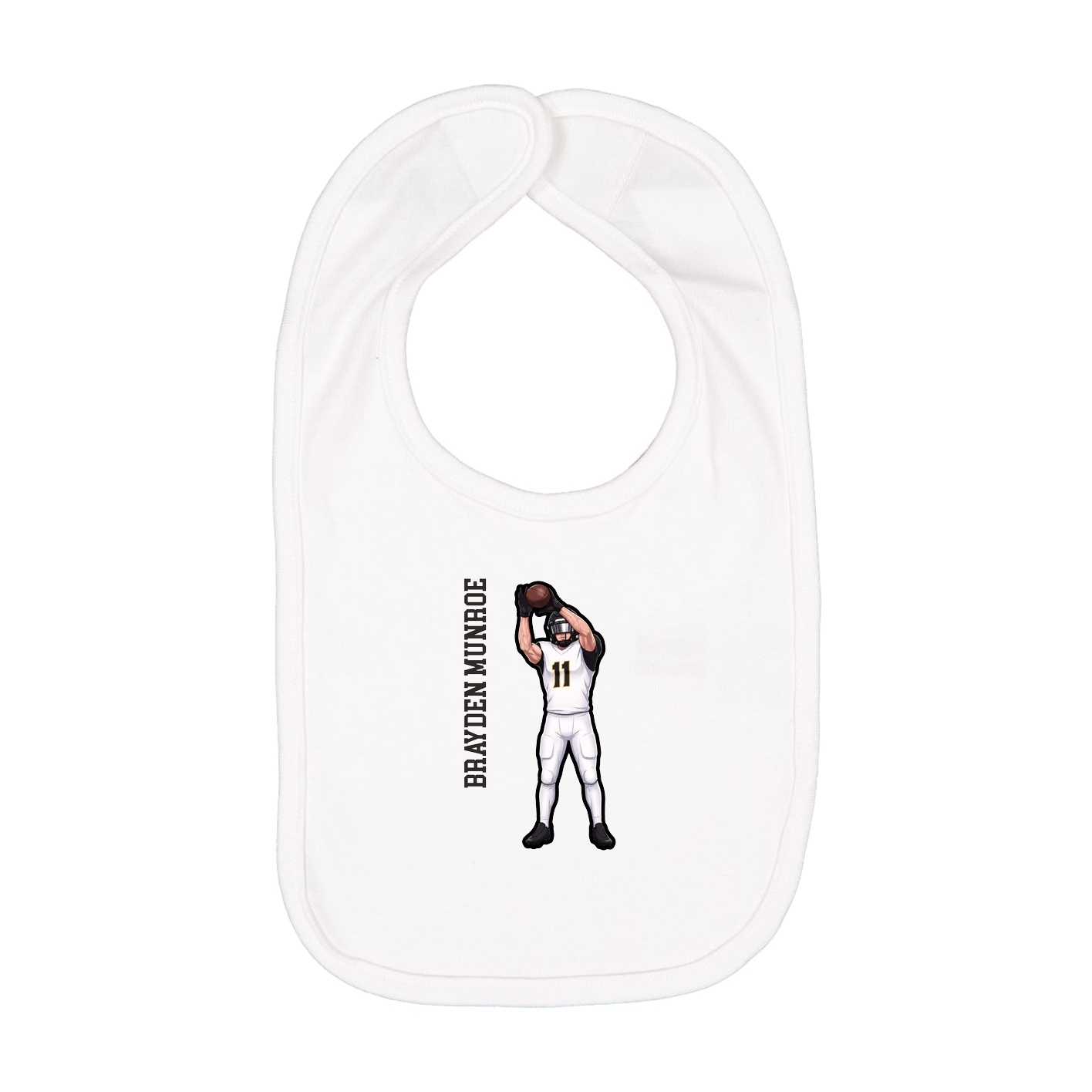 Infant Bib — Name Vertical in White