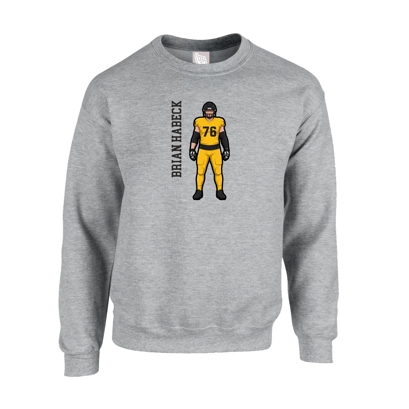 Fleece Crew — Name Vertical in Grey