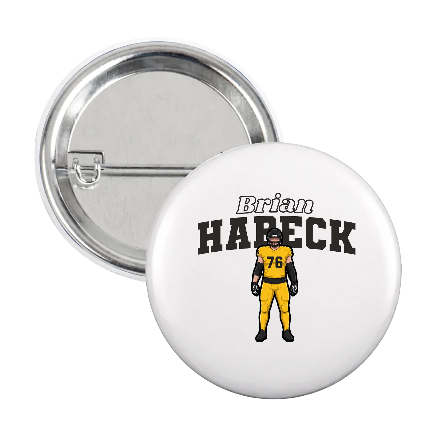 Game Day Button — Name Arch in White