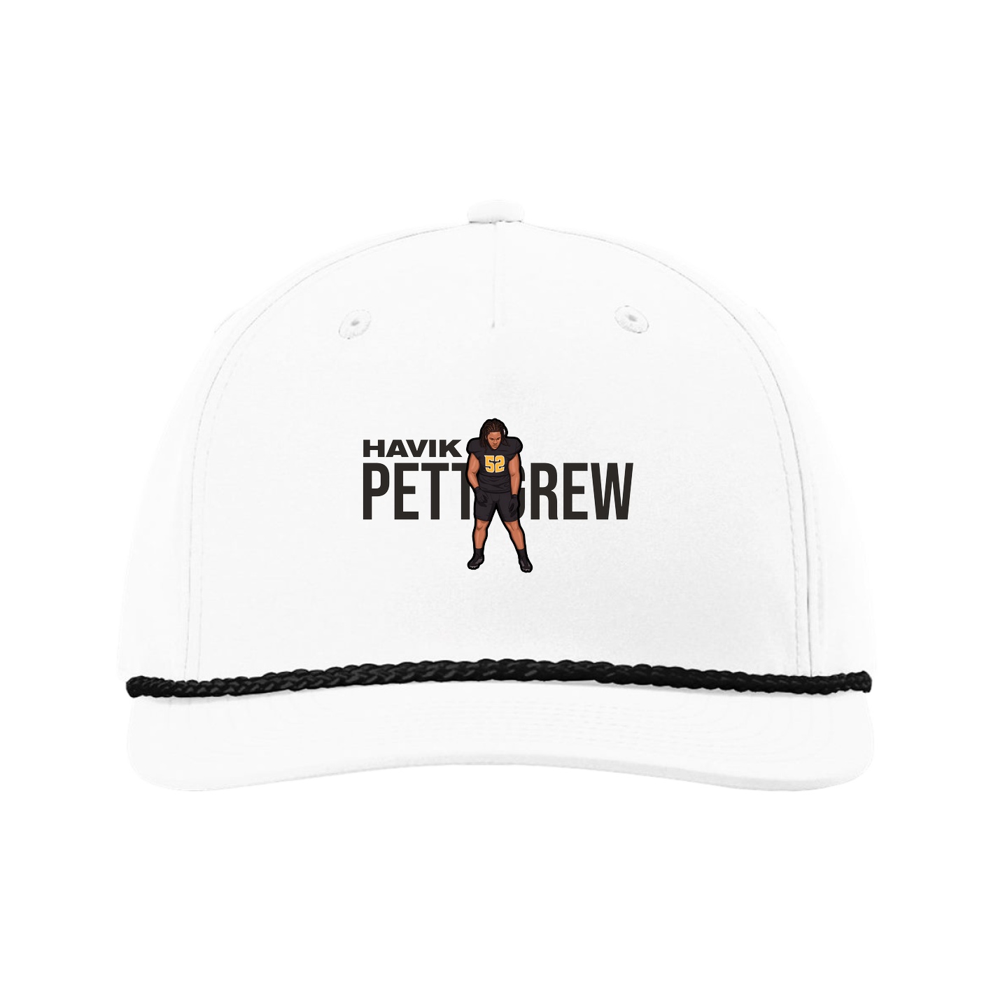 Five-Panel Classic Rope Cap — Player Name in White