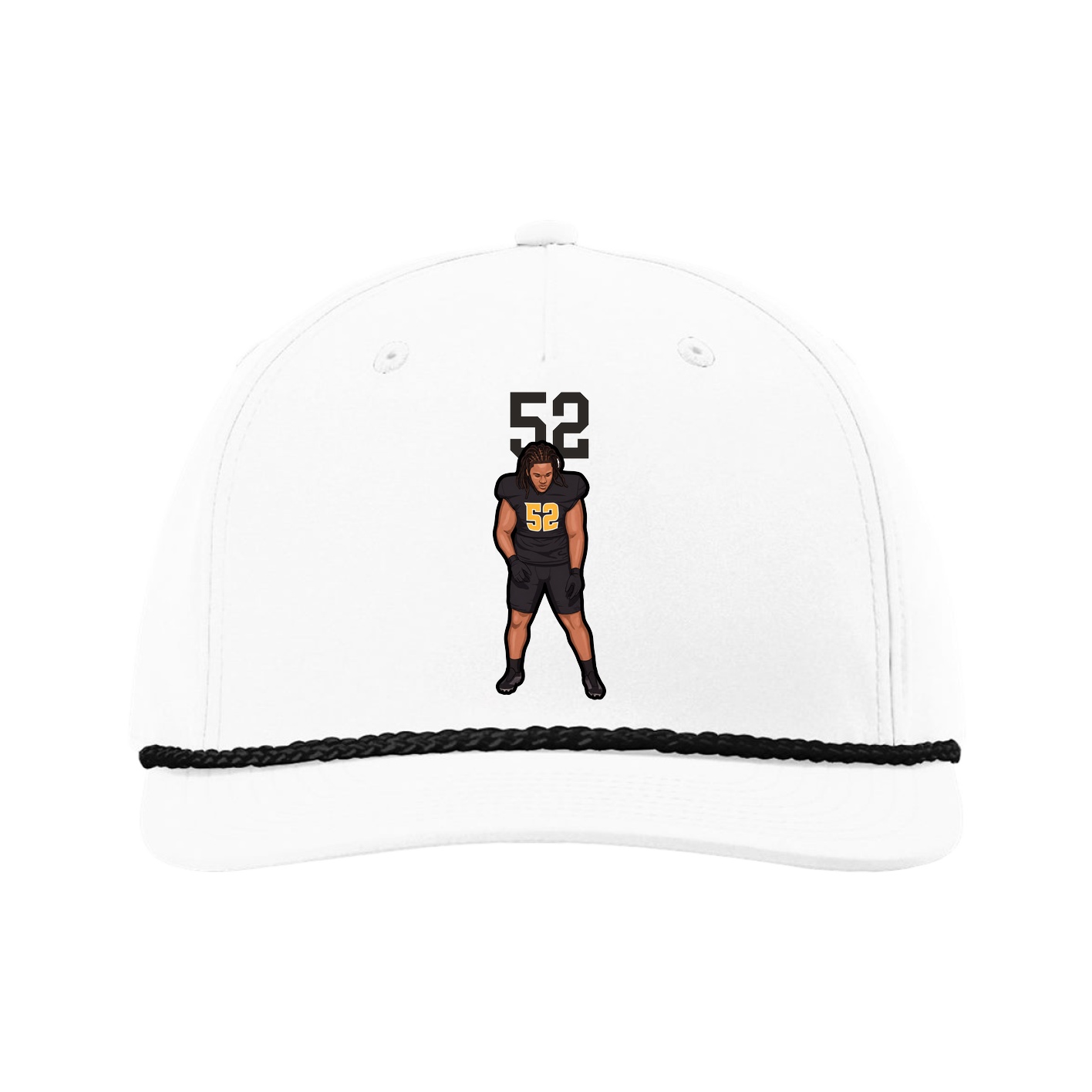 Five-Panel Classic Rope Cap — Number Top in White