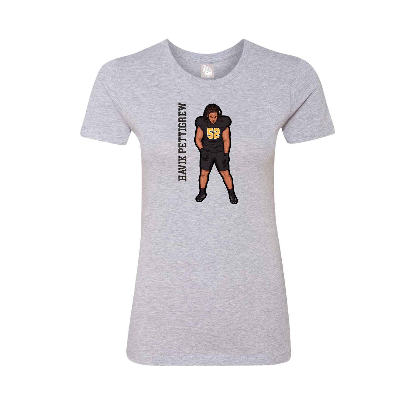 Fitted Women's Tee — Name Vertical in Grey