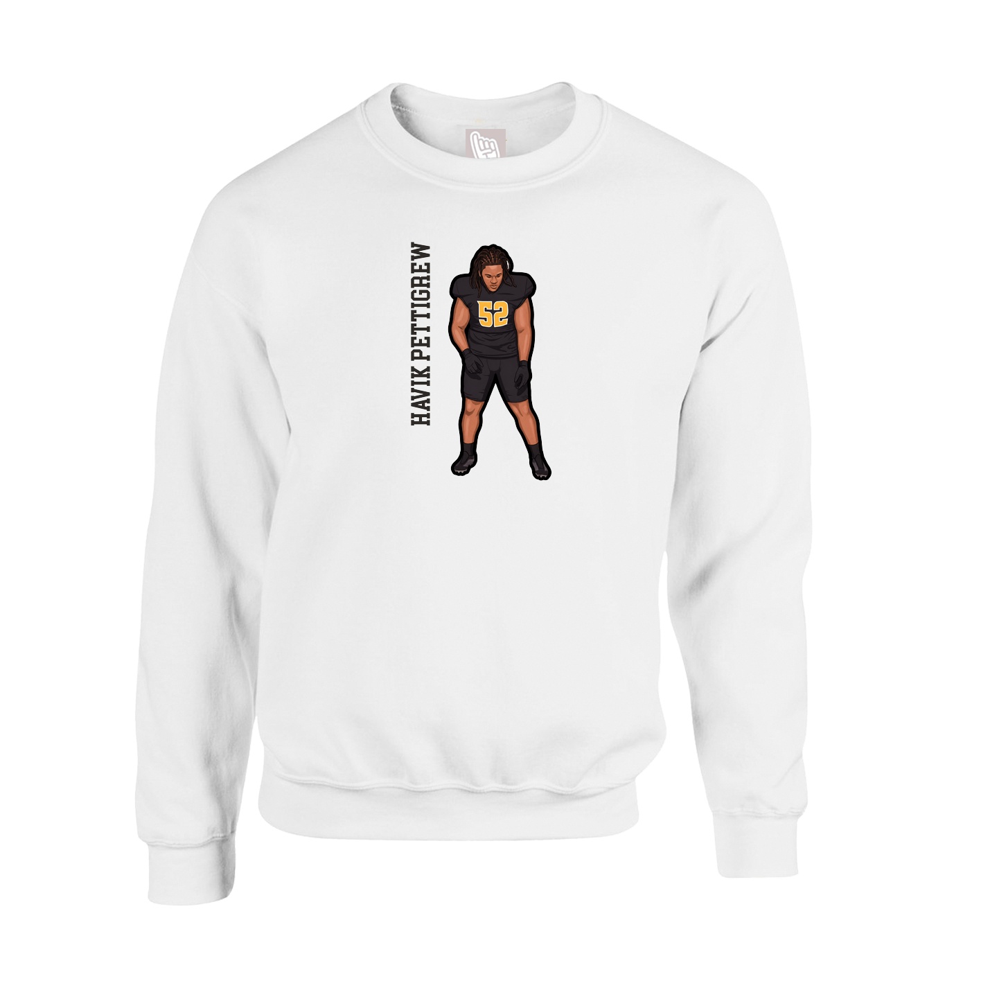 Fleece Crew — Name Vertical in White