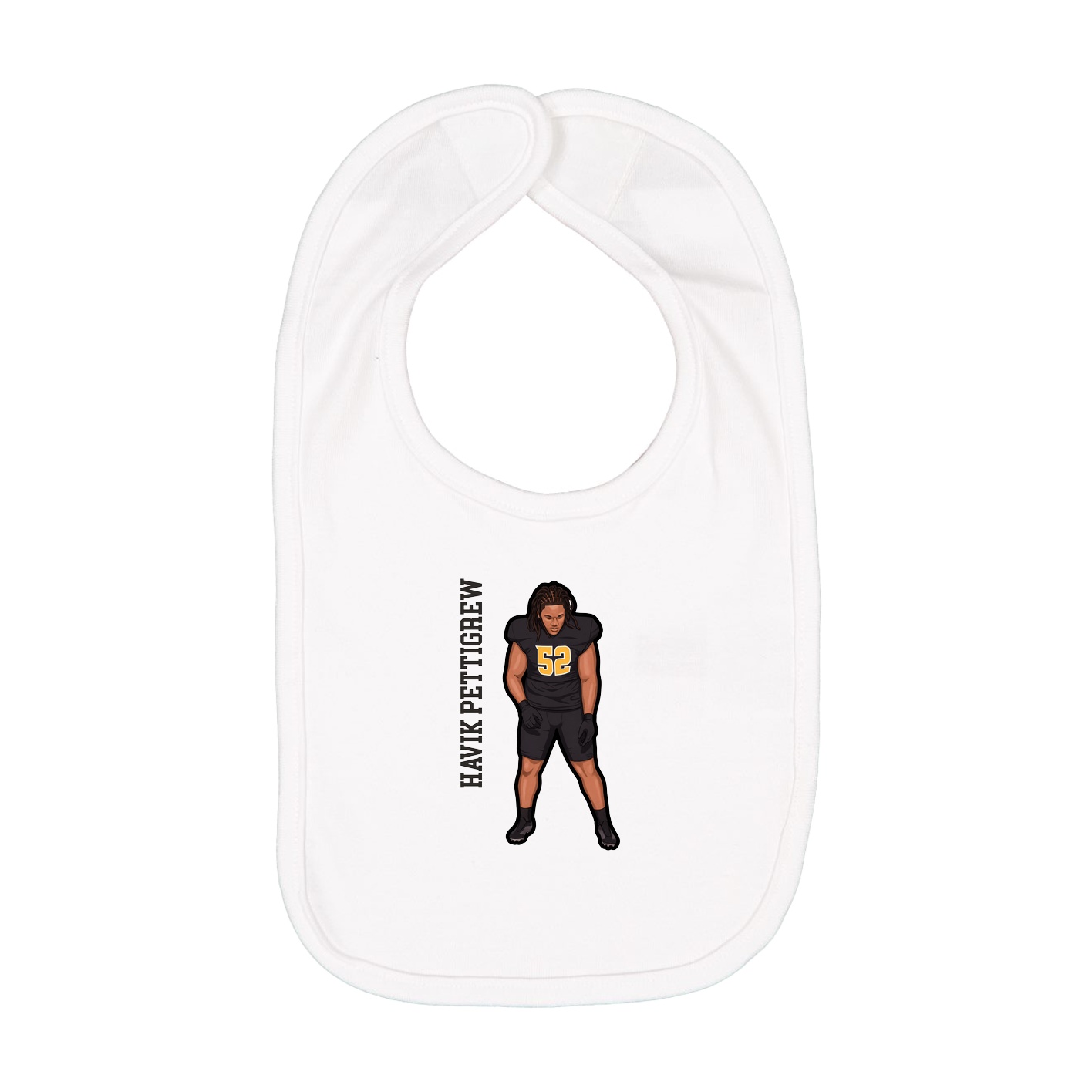 Infant Bib — Name Vertical in White