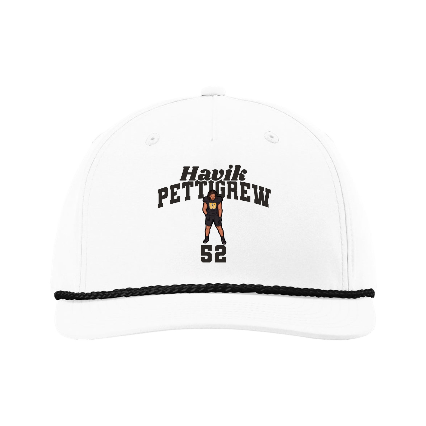 Five-Panel Classic Rope Cap — Signature Arch in White