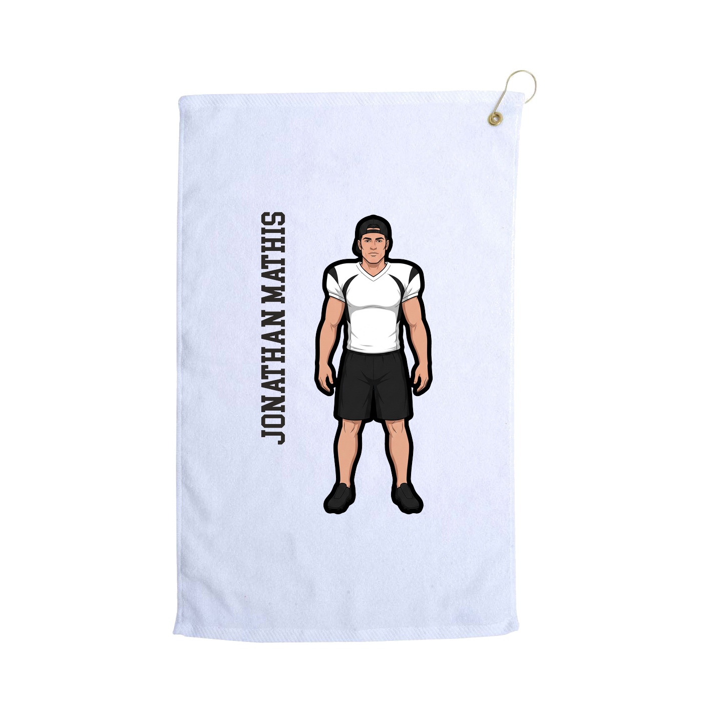 Golf Towel — Name Vertical in White