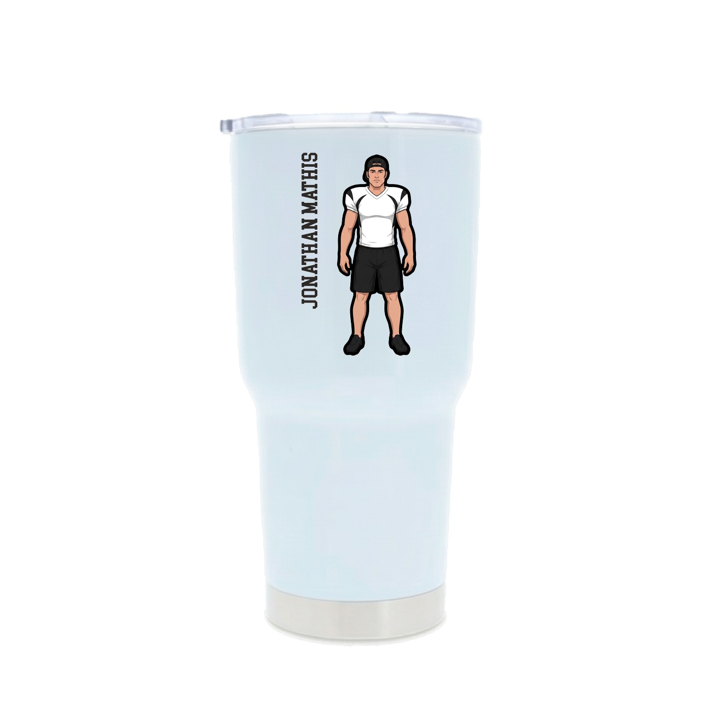 30oz Stainless Steel Tumbler — Name Vertical in White