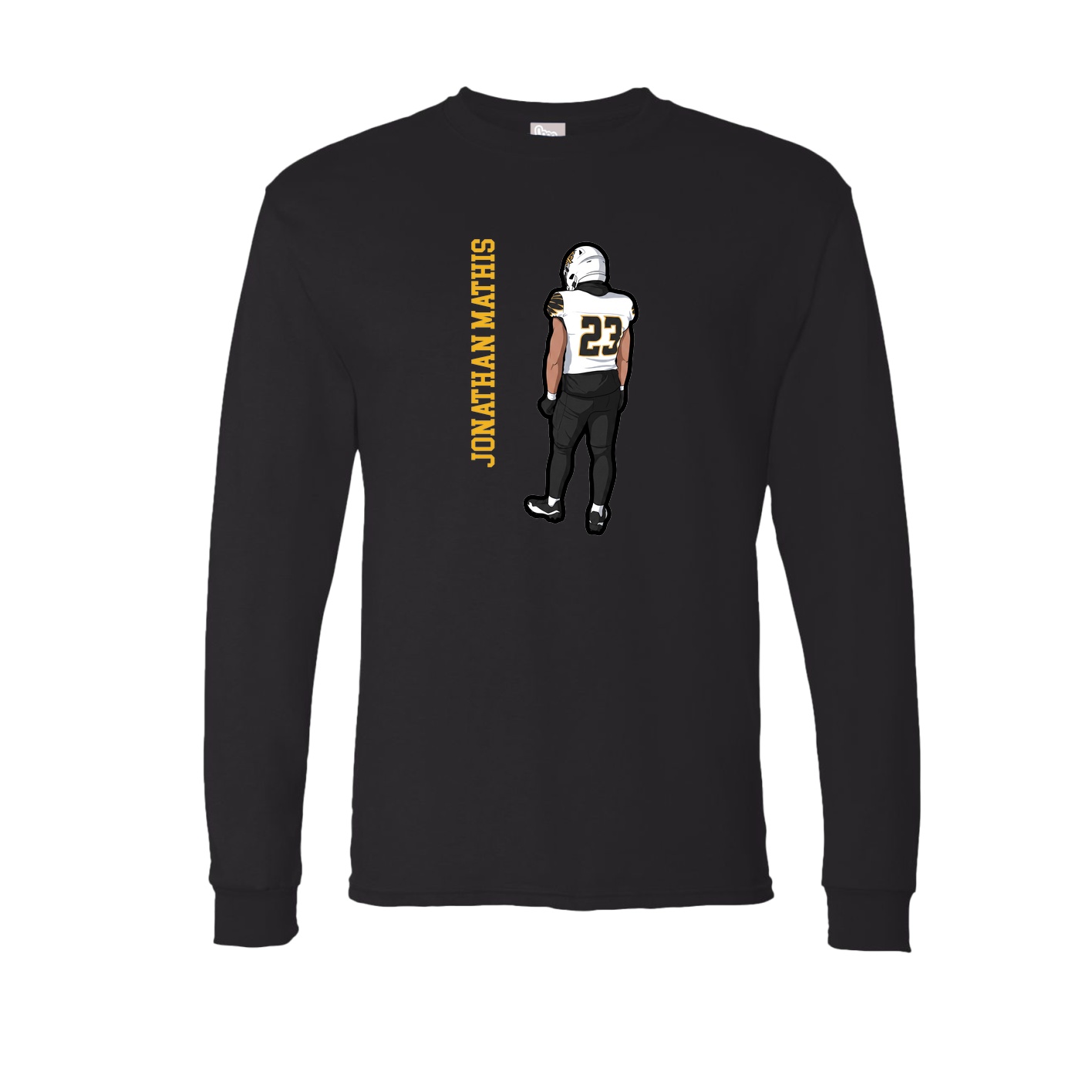 Long Sleeve Tee — Name Vertical in Black