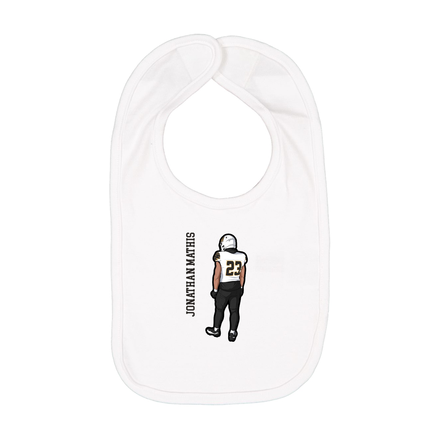 Infant Bib — Name Vertical in White