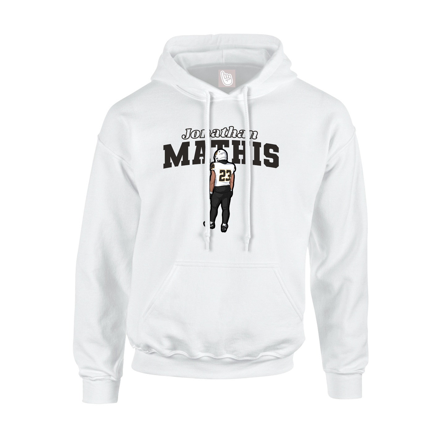 Youth Hoodie — Name Arch in White