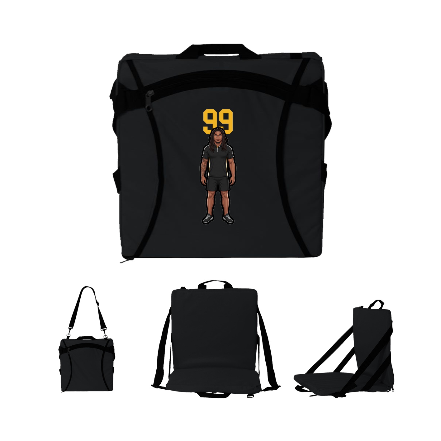 Folding Stadium Seat — Number Top in Black