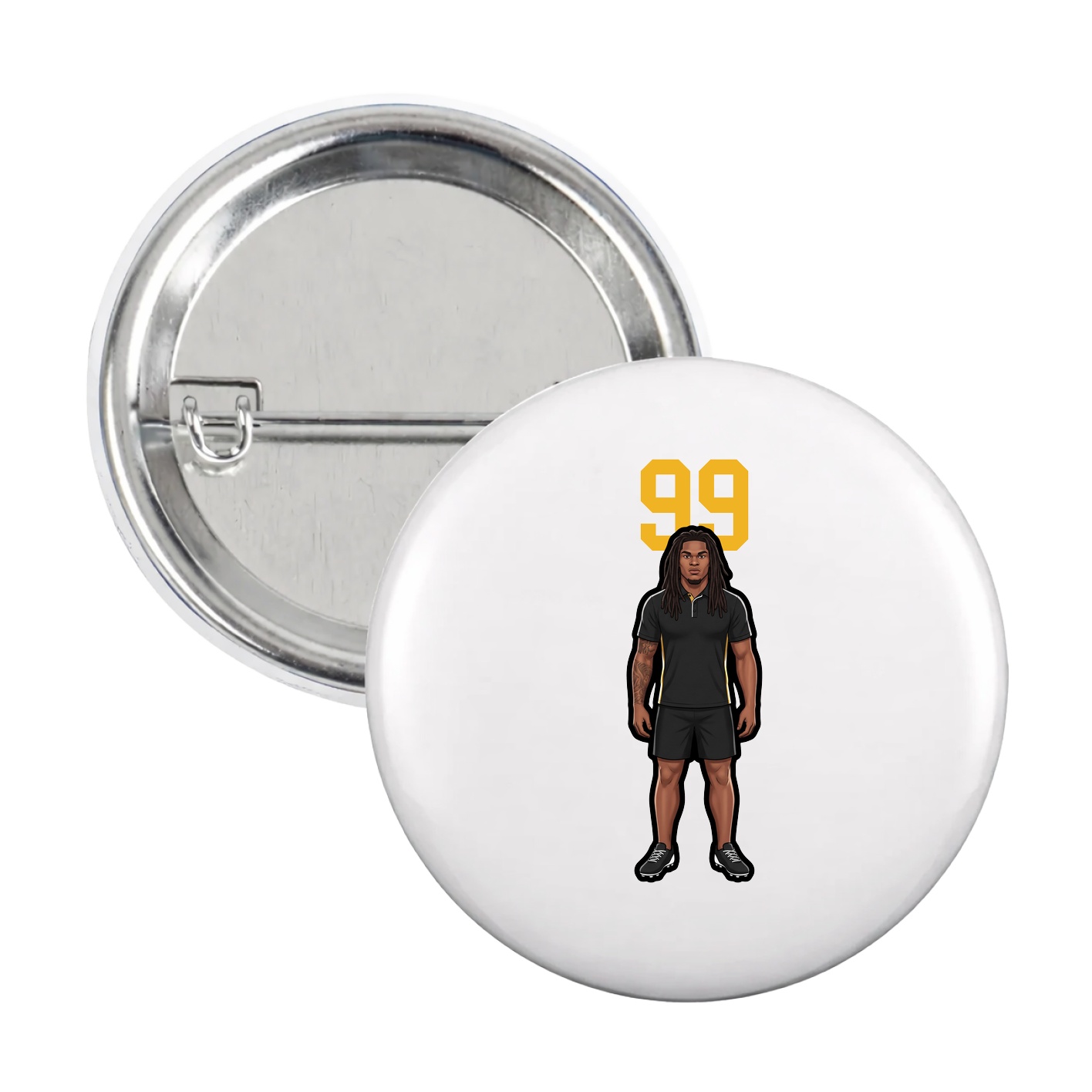 Game Day Button — Number Top in White