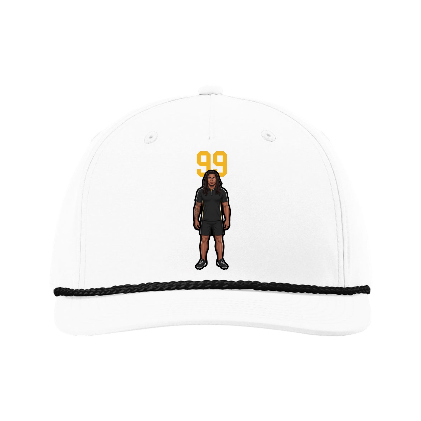 Five-Panel Classic Rope Cap — Number Top in White
