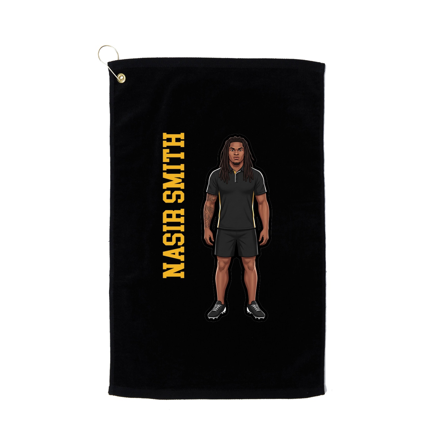 Golf Towel — Name Vertical in Black