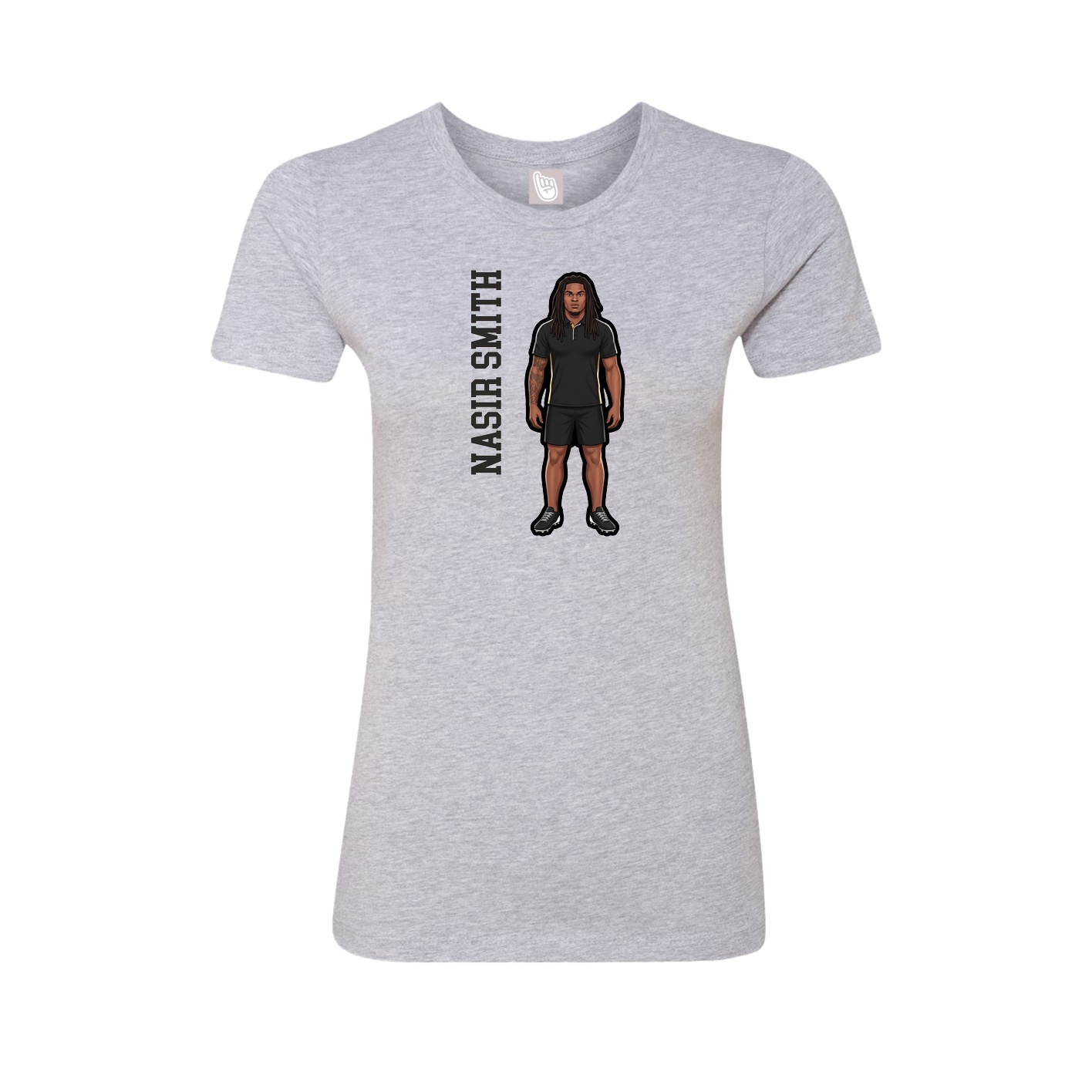 Womens Tee — Name Vertical in Grey