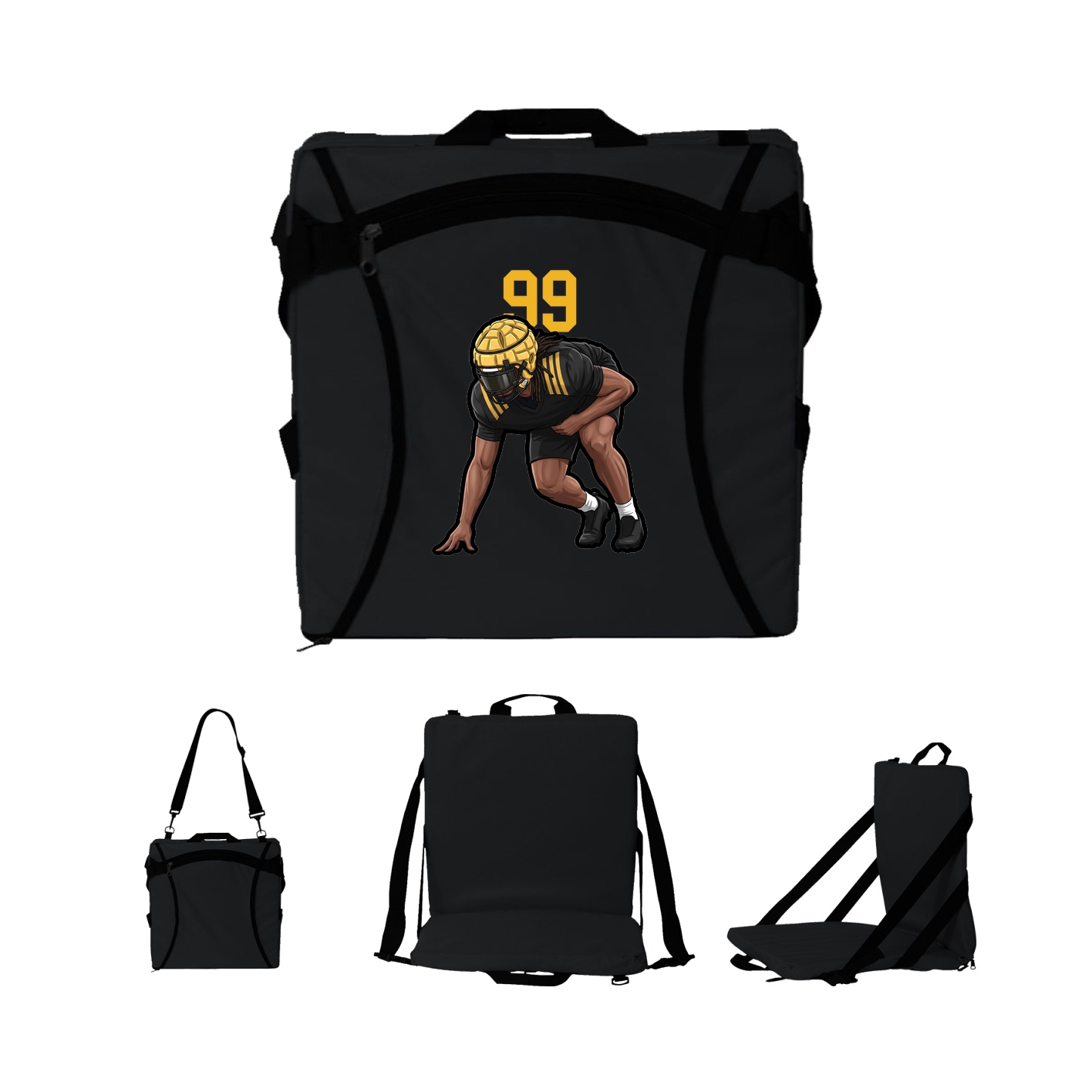 Folding Stadium Seat — Number Top in Black