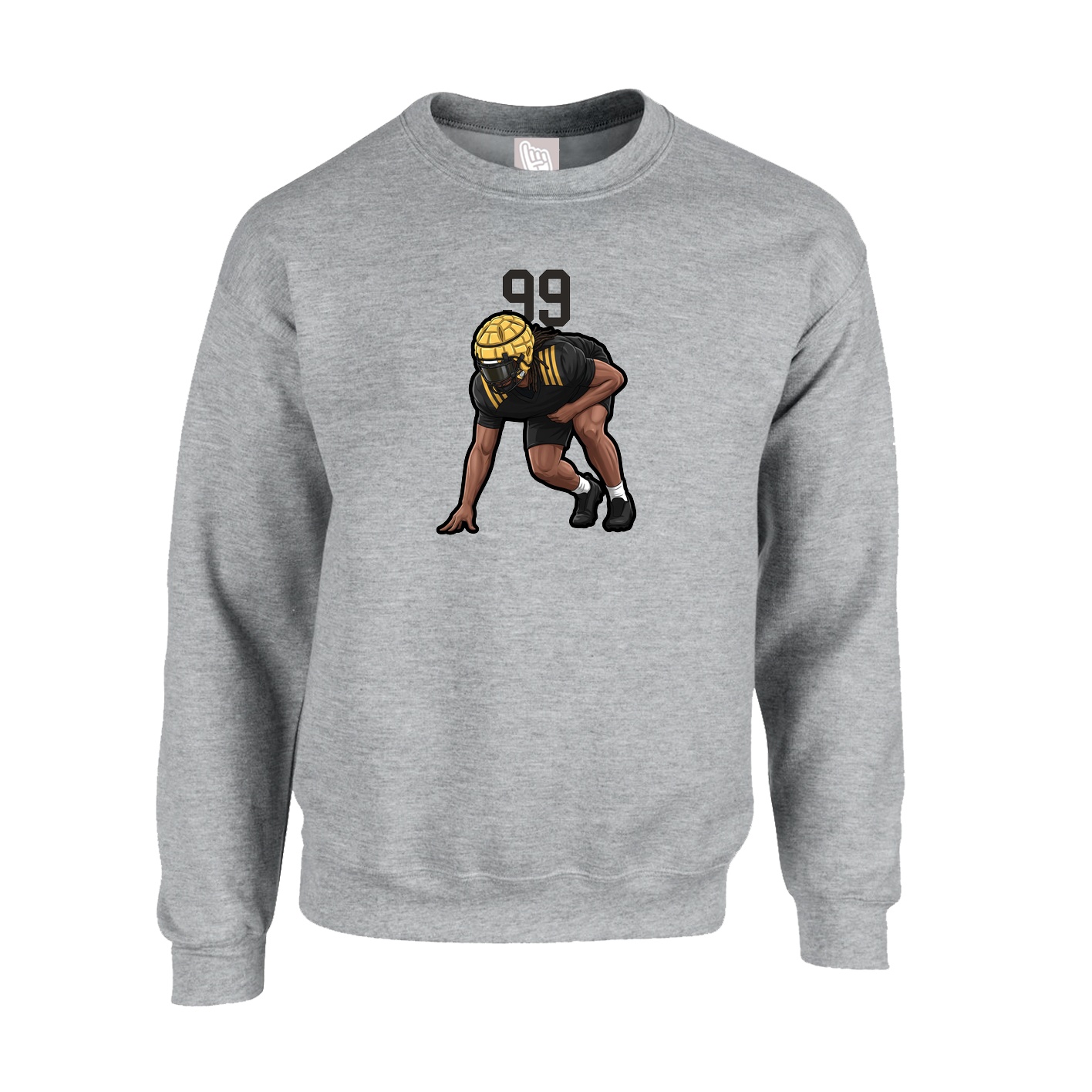 Fleece Crew — Number Top in Grey
