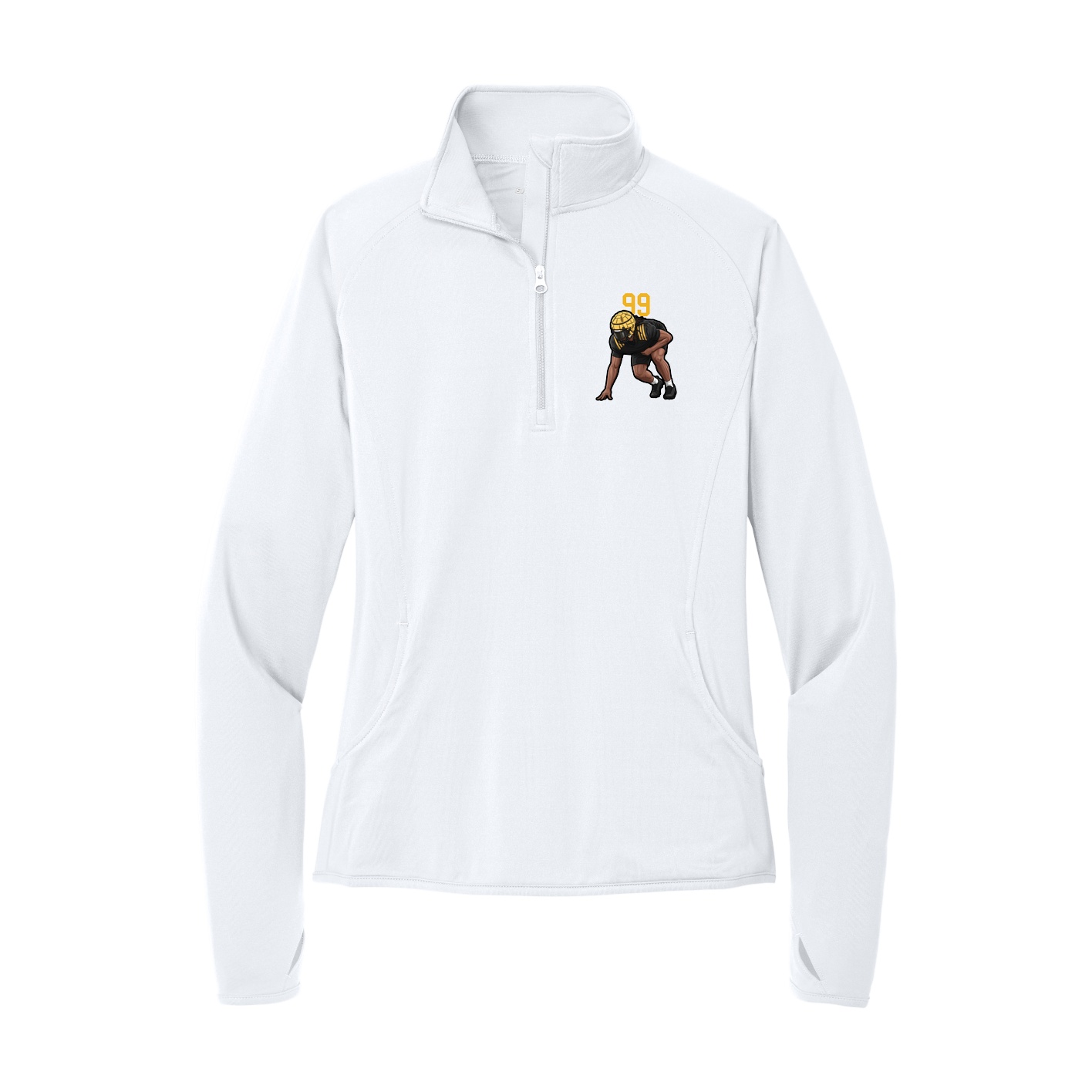 Women's Q-Zip Pullover — Number Top in White