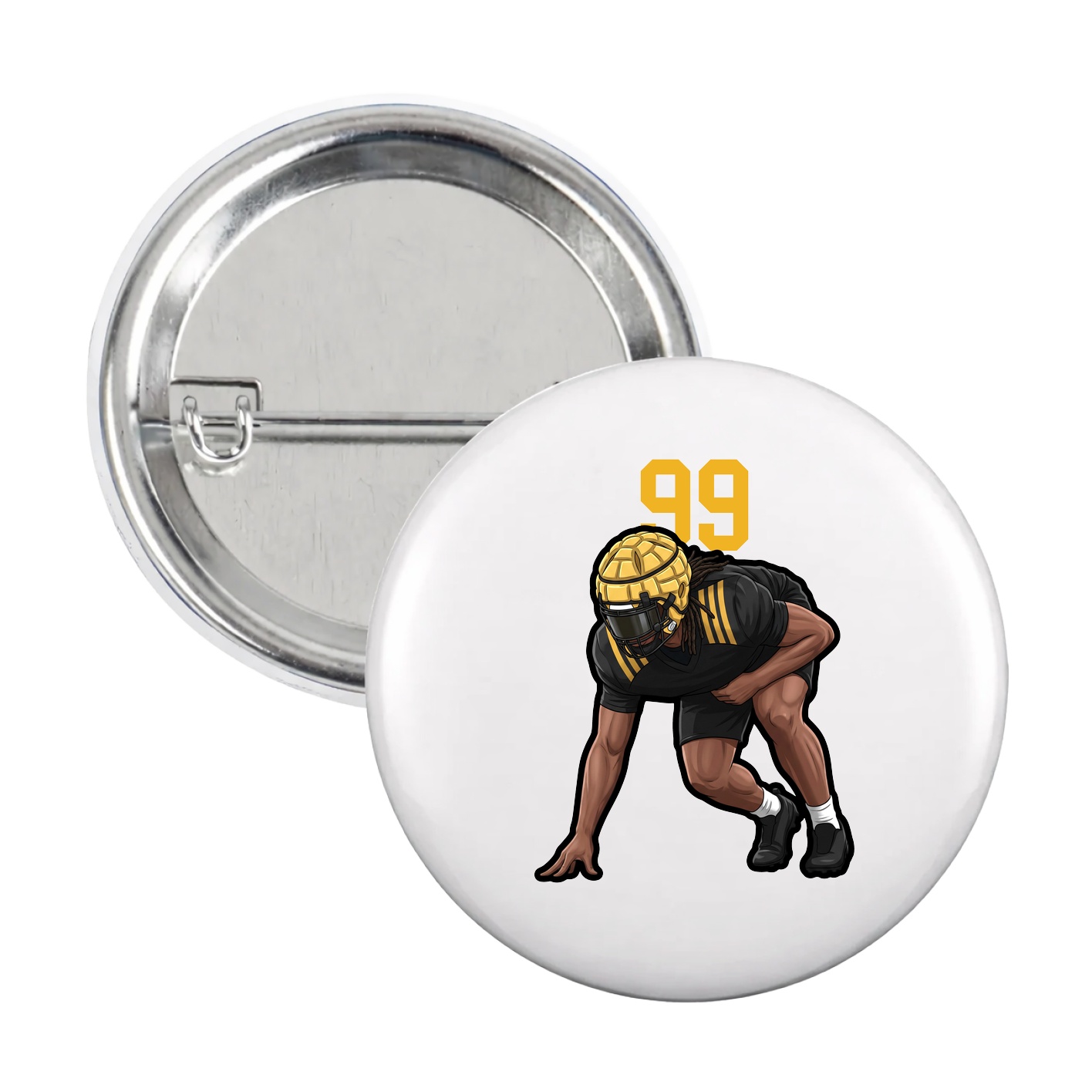 Game Day Button — Number Top in White