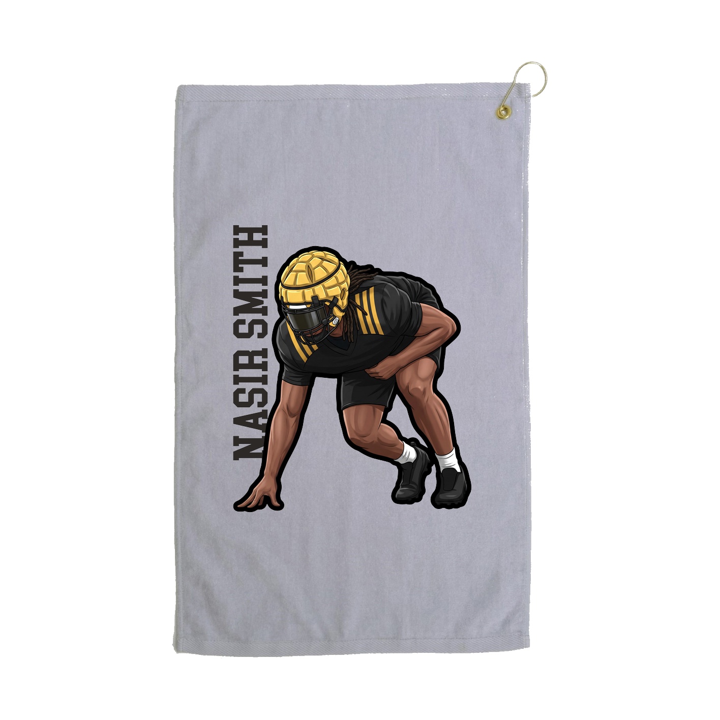 Golf Towel — Name Vertical in Grey