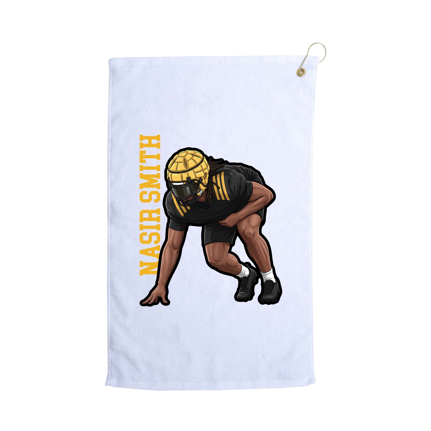 Golf Towel — Name Vertical in White