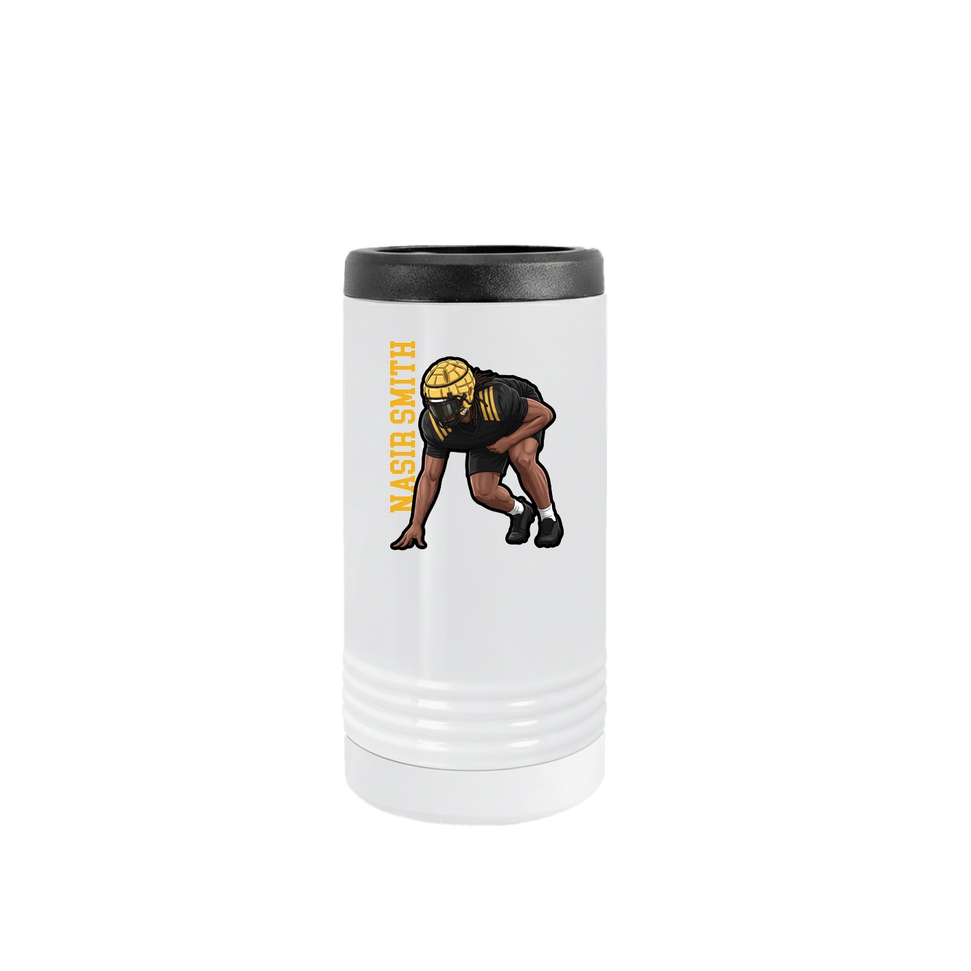 Slim Beverage Holder — Name Vertical in White