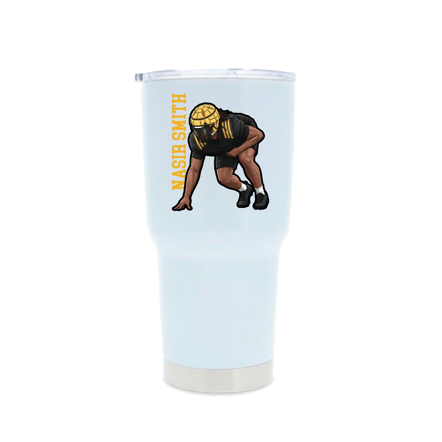 30oz Stainless Steel Tumbler — Name Vertical in White