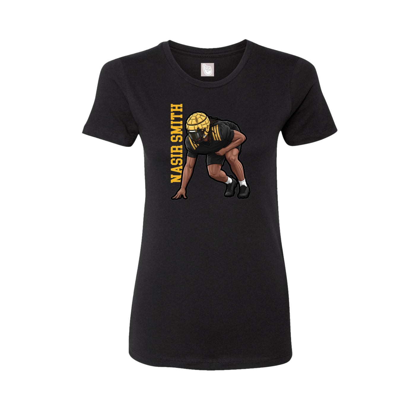 Womens Tee — Name Vertical in Black