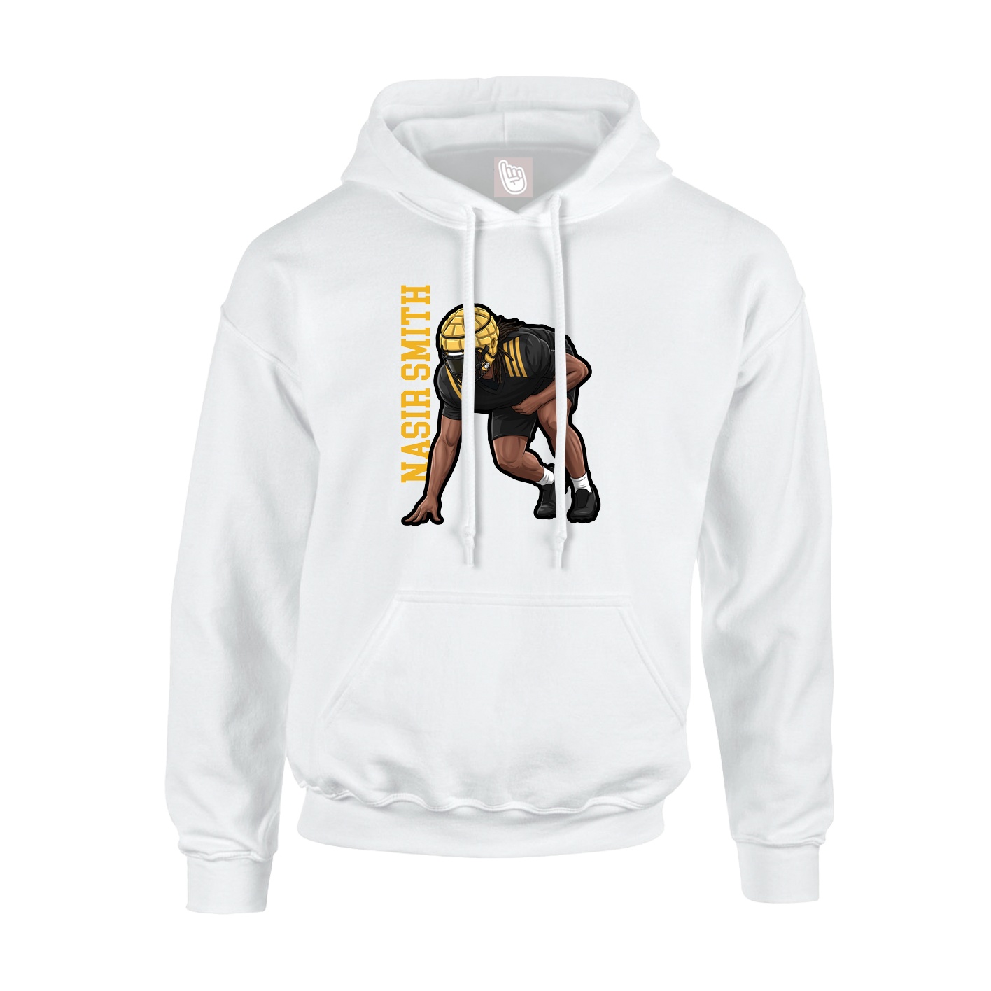 Youth Hoodie — Name Vertical in White