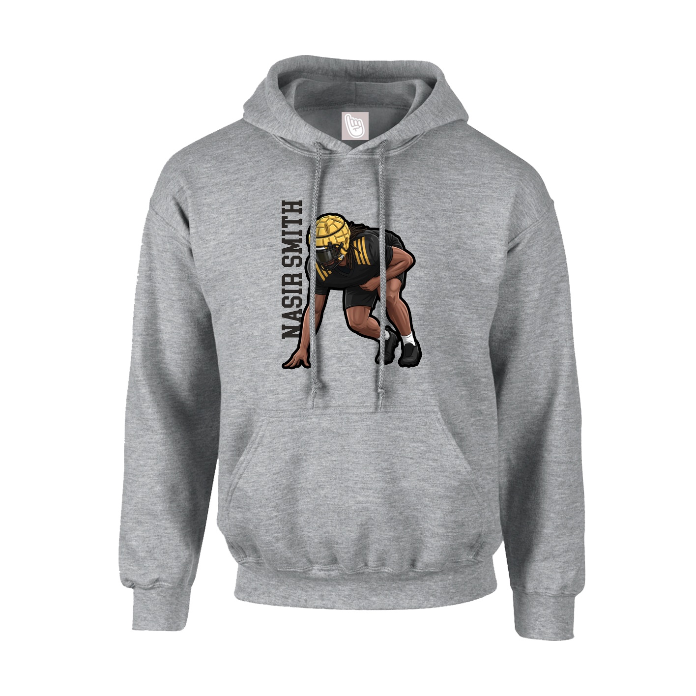 Youth Hoodie — Name Vertical in Grey