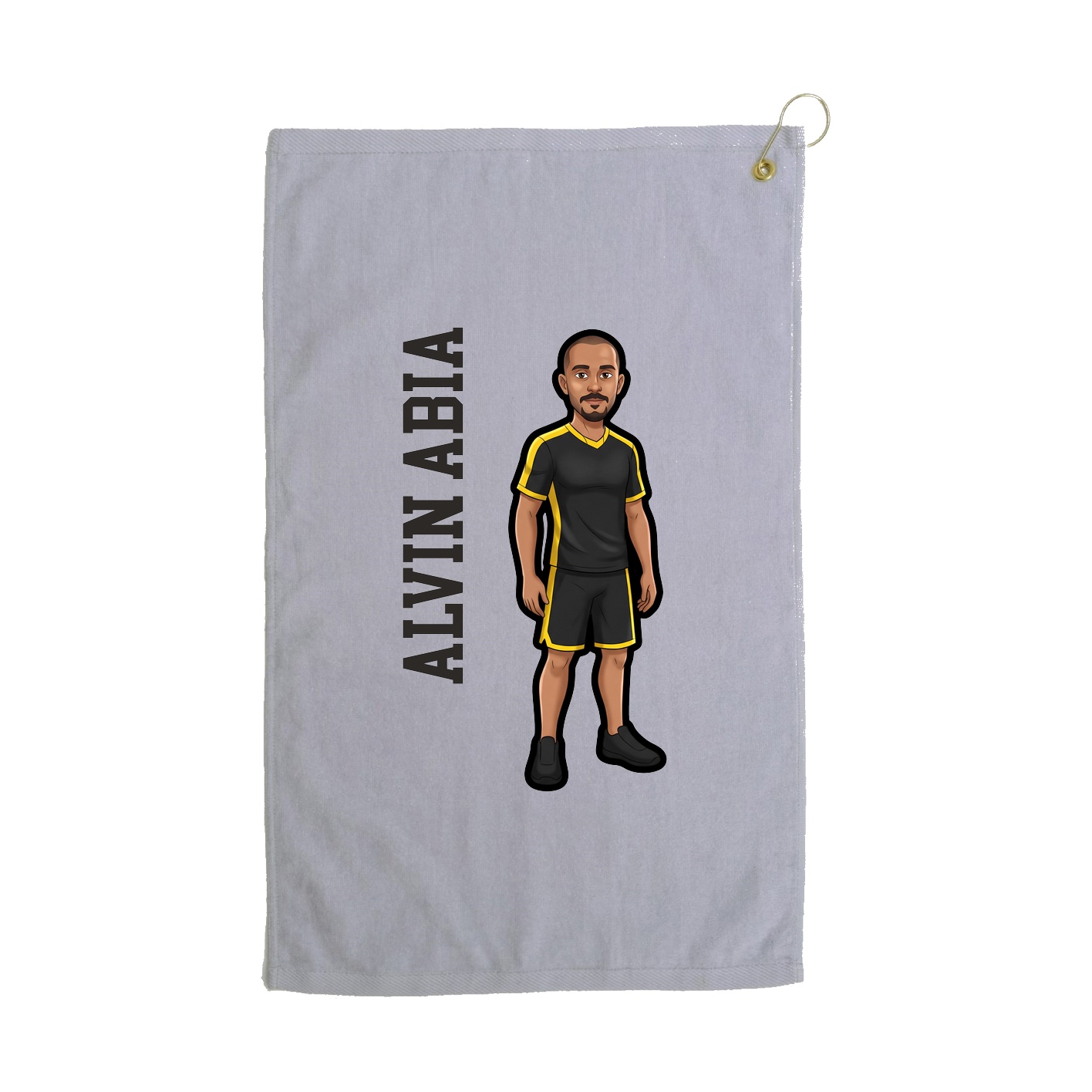 Golf Towel — Name Vertical in Grey