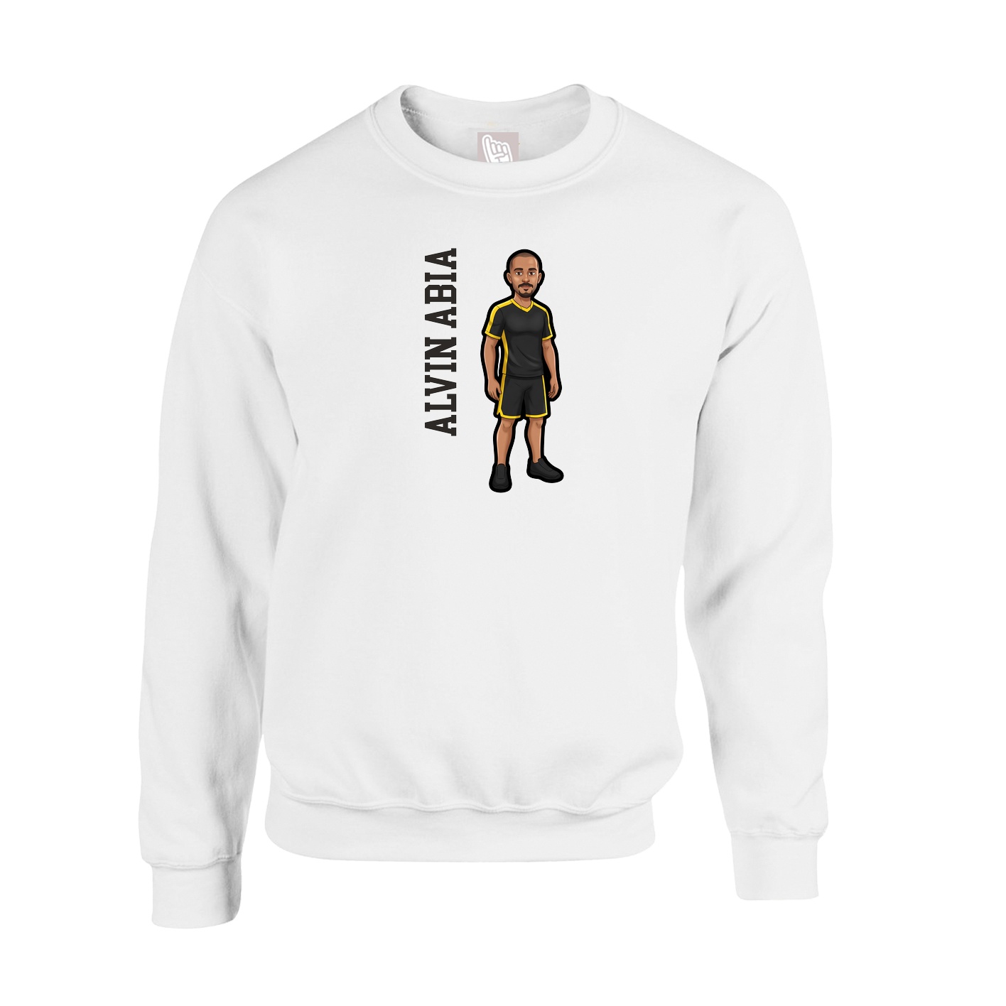 Fleece Crew — Name Vertical in White