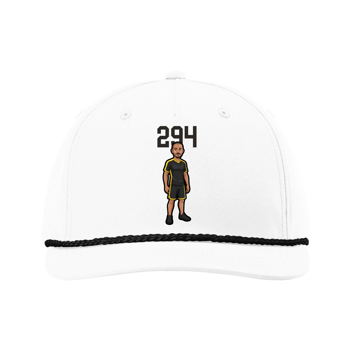 Five-Panel Classic Rope Cap — Number Top in White