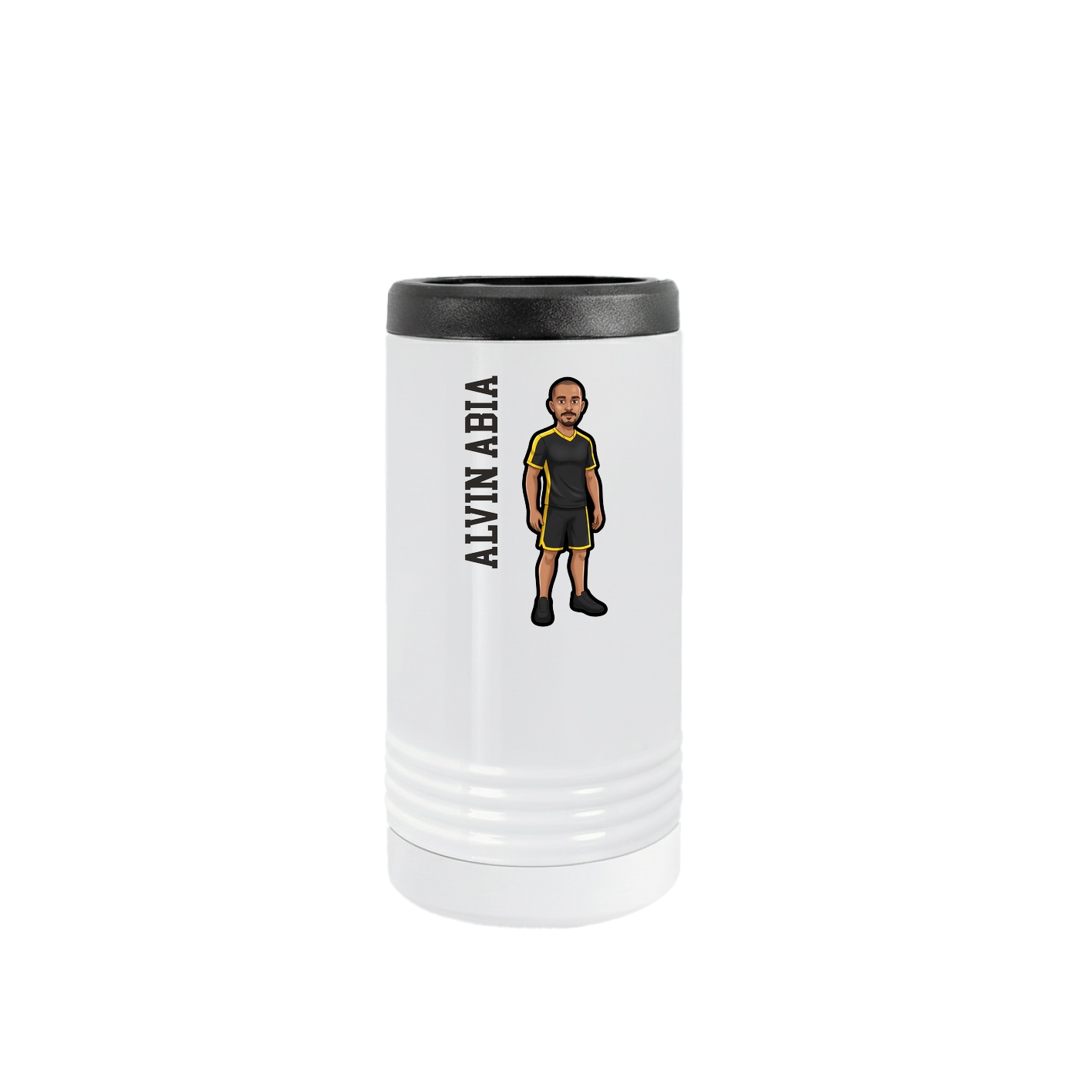 Slim Beverage Holder — Name Vertical in White