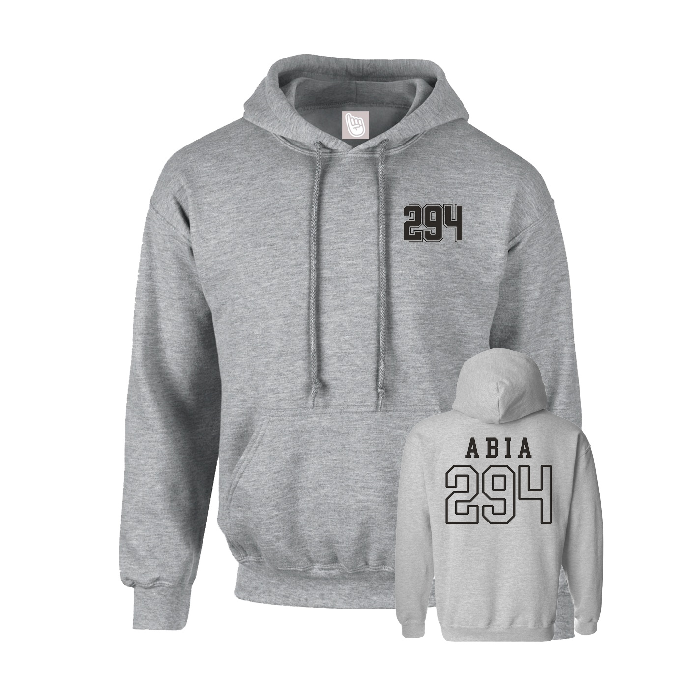 Youth Hoodie — Chest Back in Grey