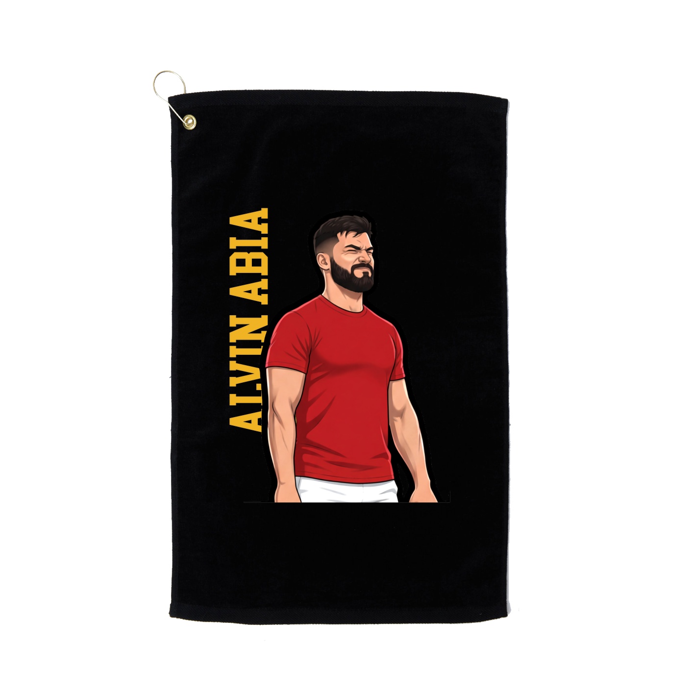 Golf Towel — Name Vertical in Black