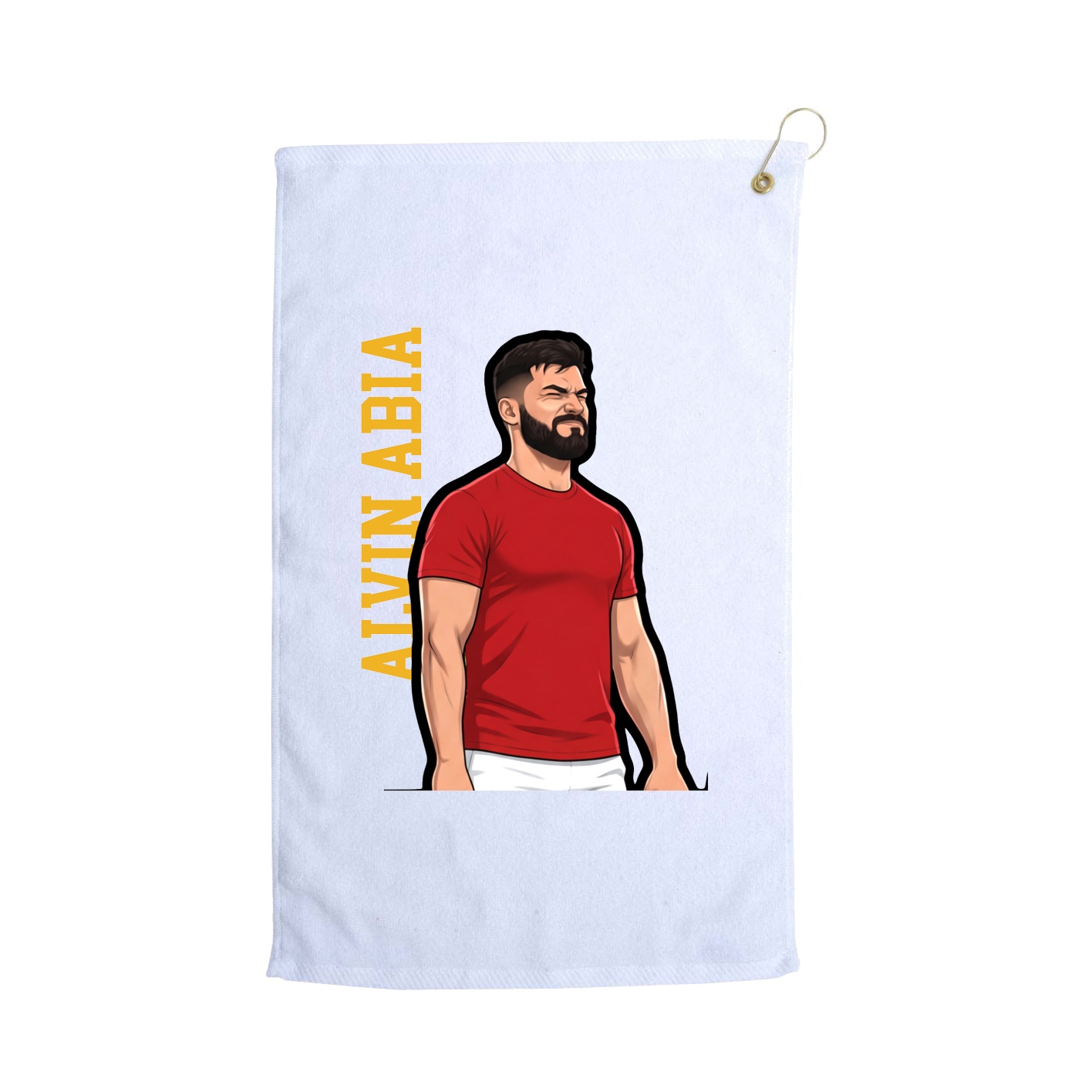 Golf Towel — Name Vertical in White