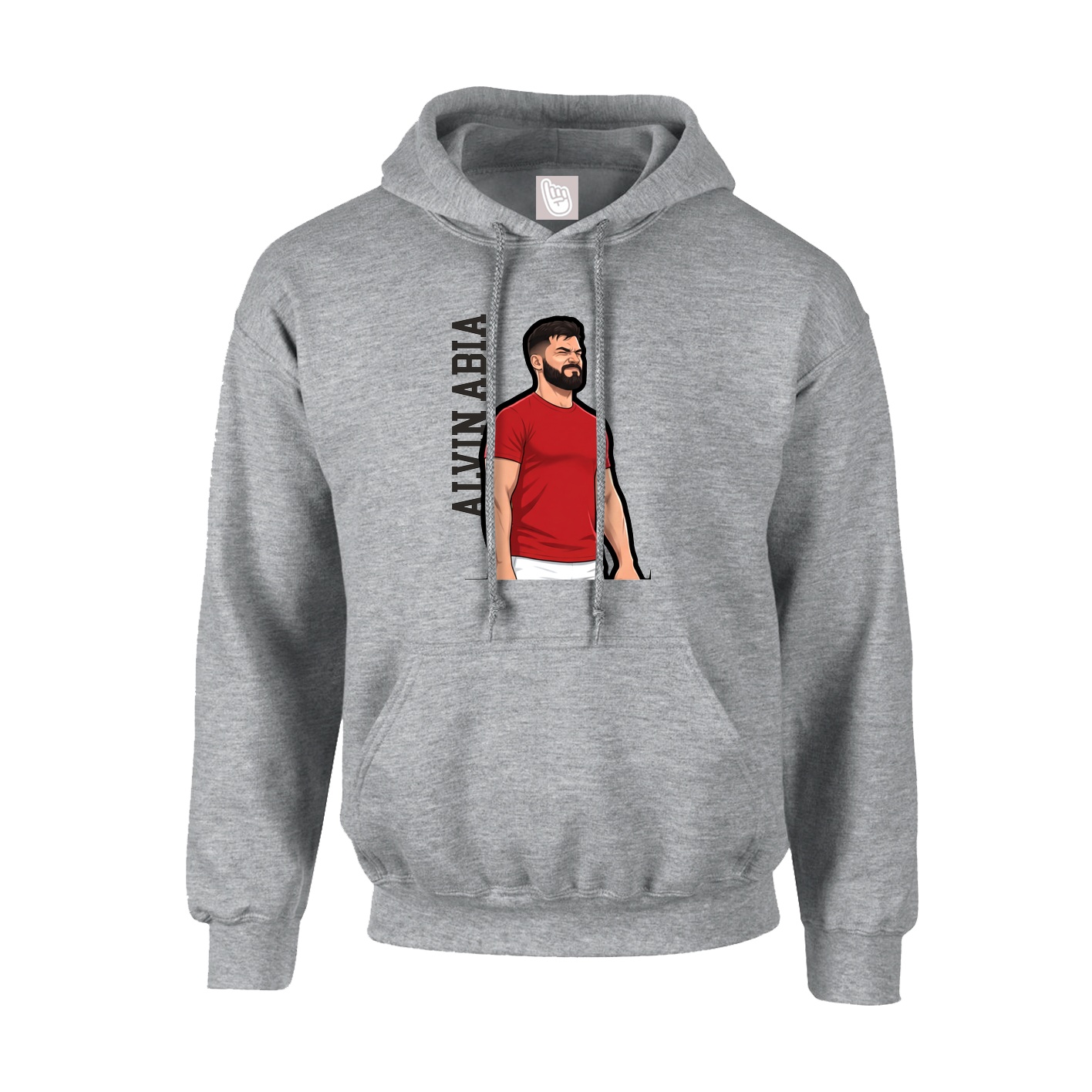 Hoodie — Name Vertical in Grey