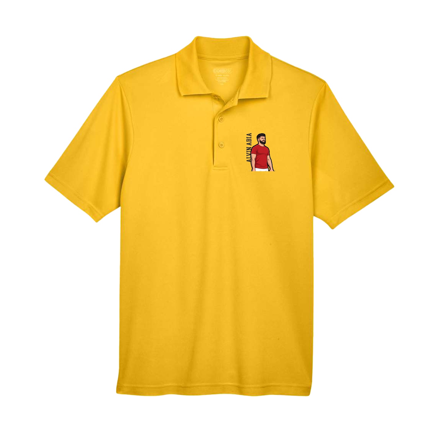 Performance Polo — Name Vertical in Gold